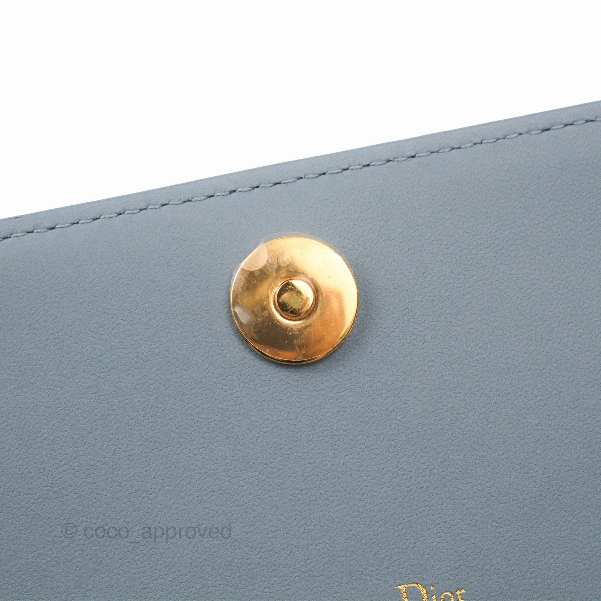 Dior Caro Pouch With Chain Cloud Blue Cannage Calfskin