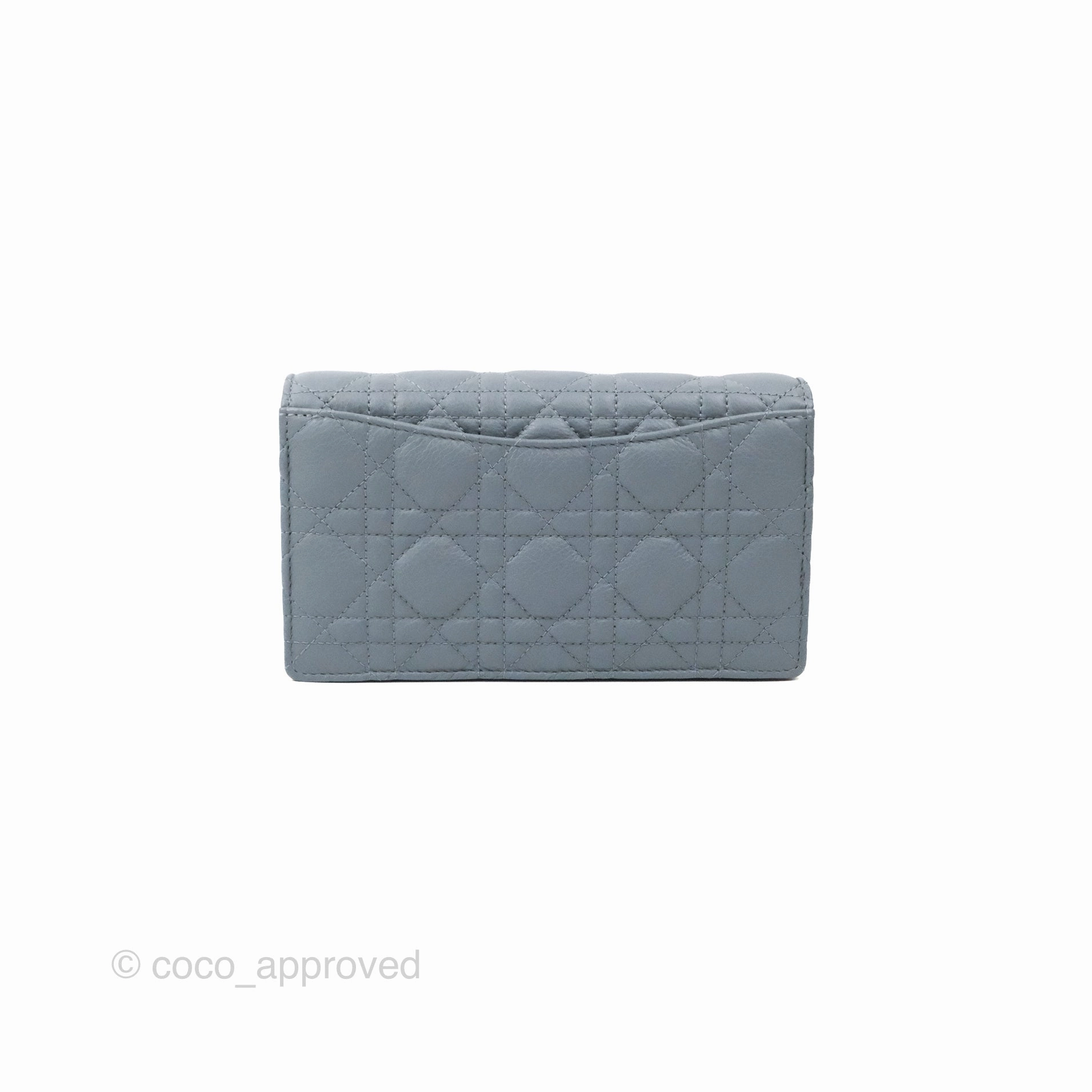 Dior Caro Pouch With Chain Cloud Blue Cannage Calfskin