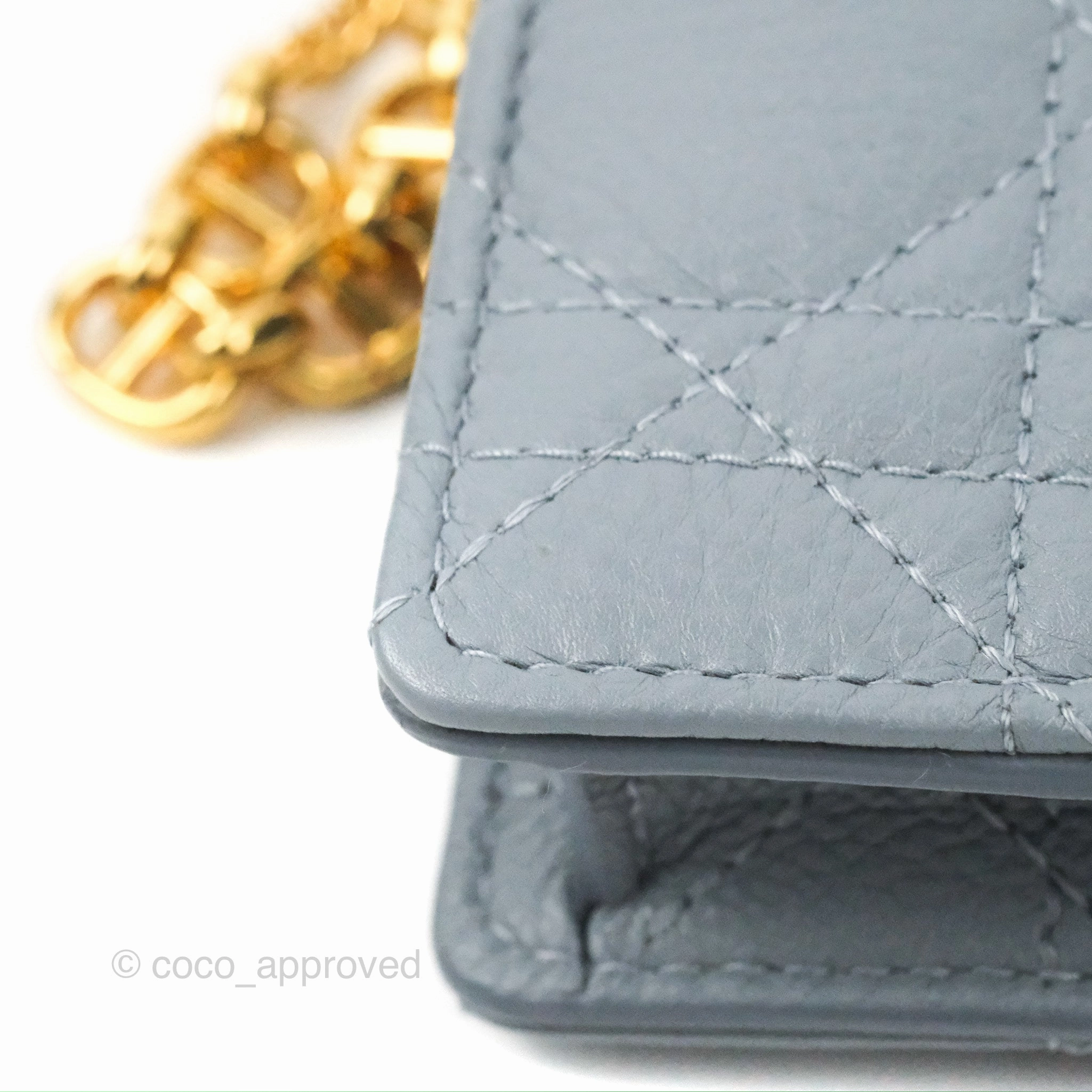 Dior Caro Pouch With Chain Cloud Blue Cannage Calfskin