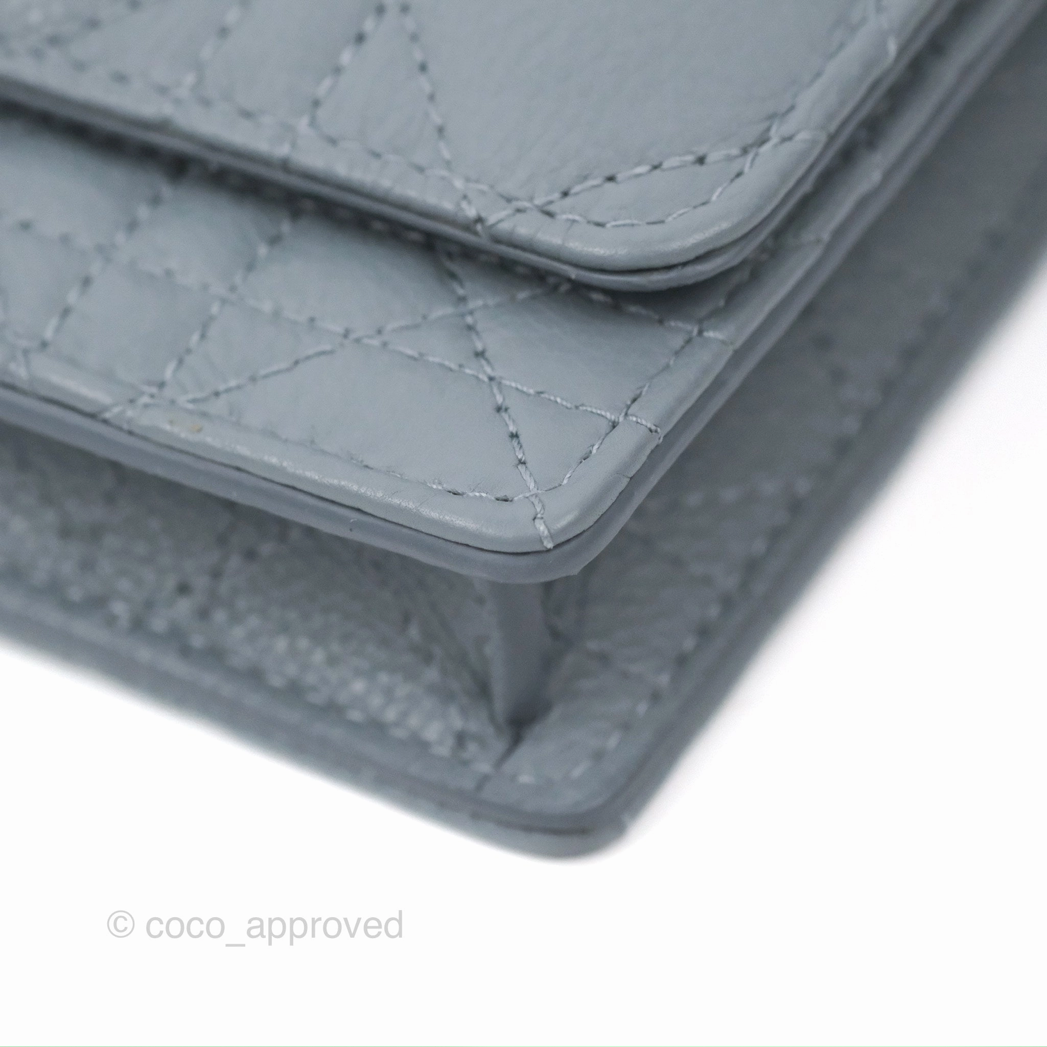 Dior Caro Pouch With Chain Cloud Blue Cannage Calfskin