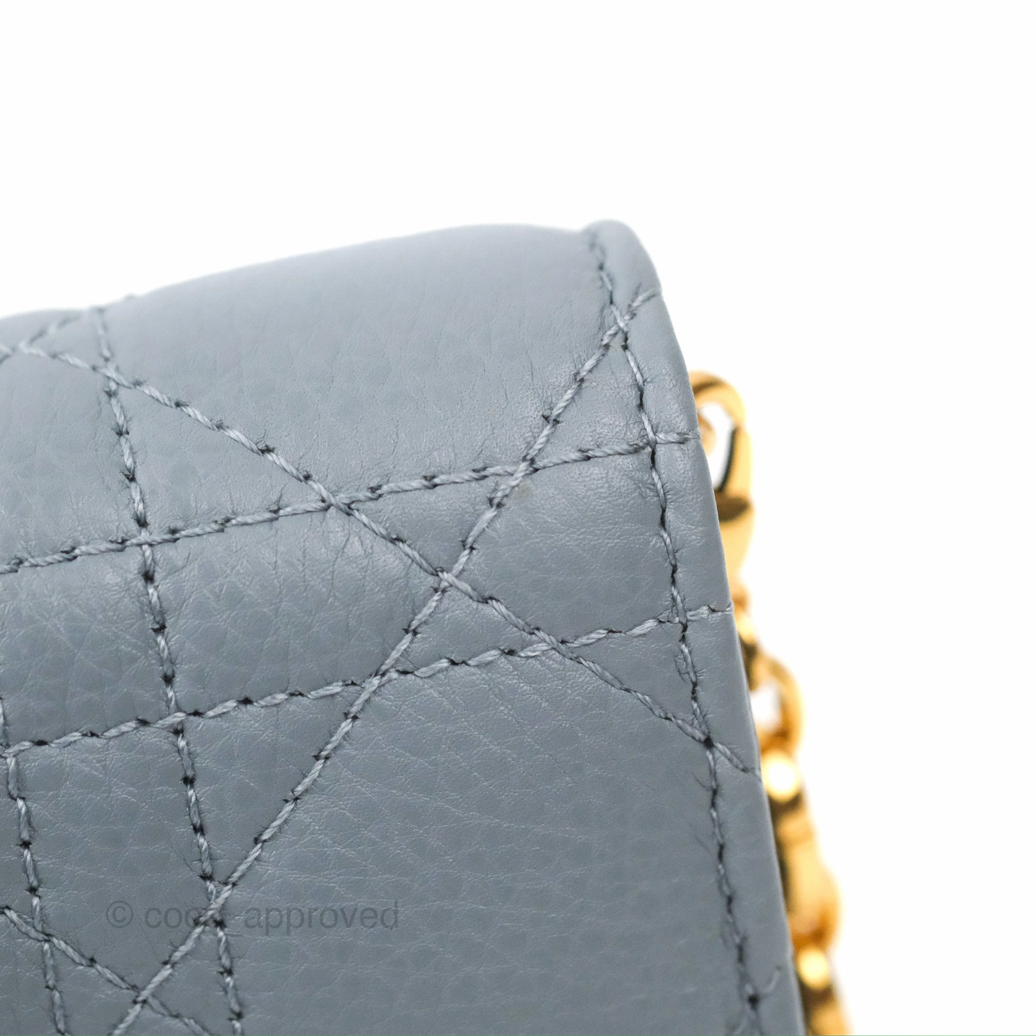 Dior Caro Pouch With Chain Cloud Blue Cannage Calfskin
