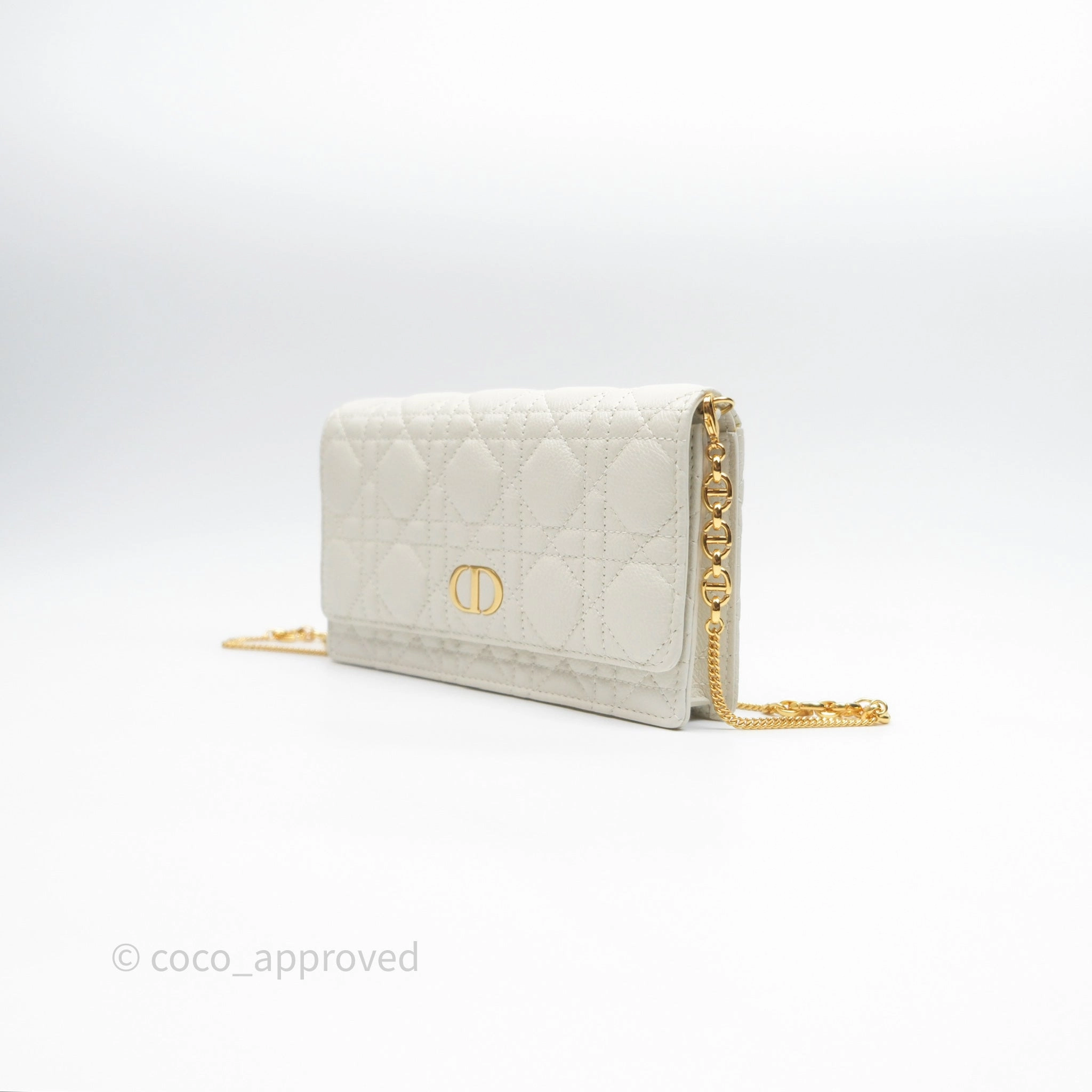 Dior Caro Pouch with Chain Latte Supple Cannage Calfskin