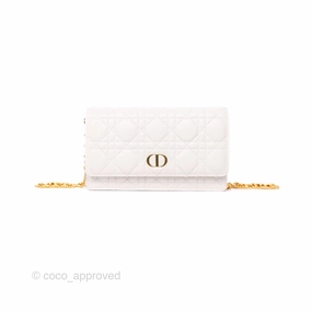 Dior Caro Pouch With Chain Latte Supple Cannage Calfskin