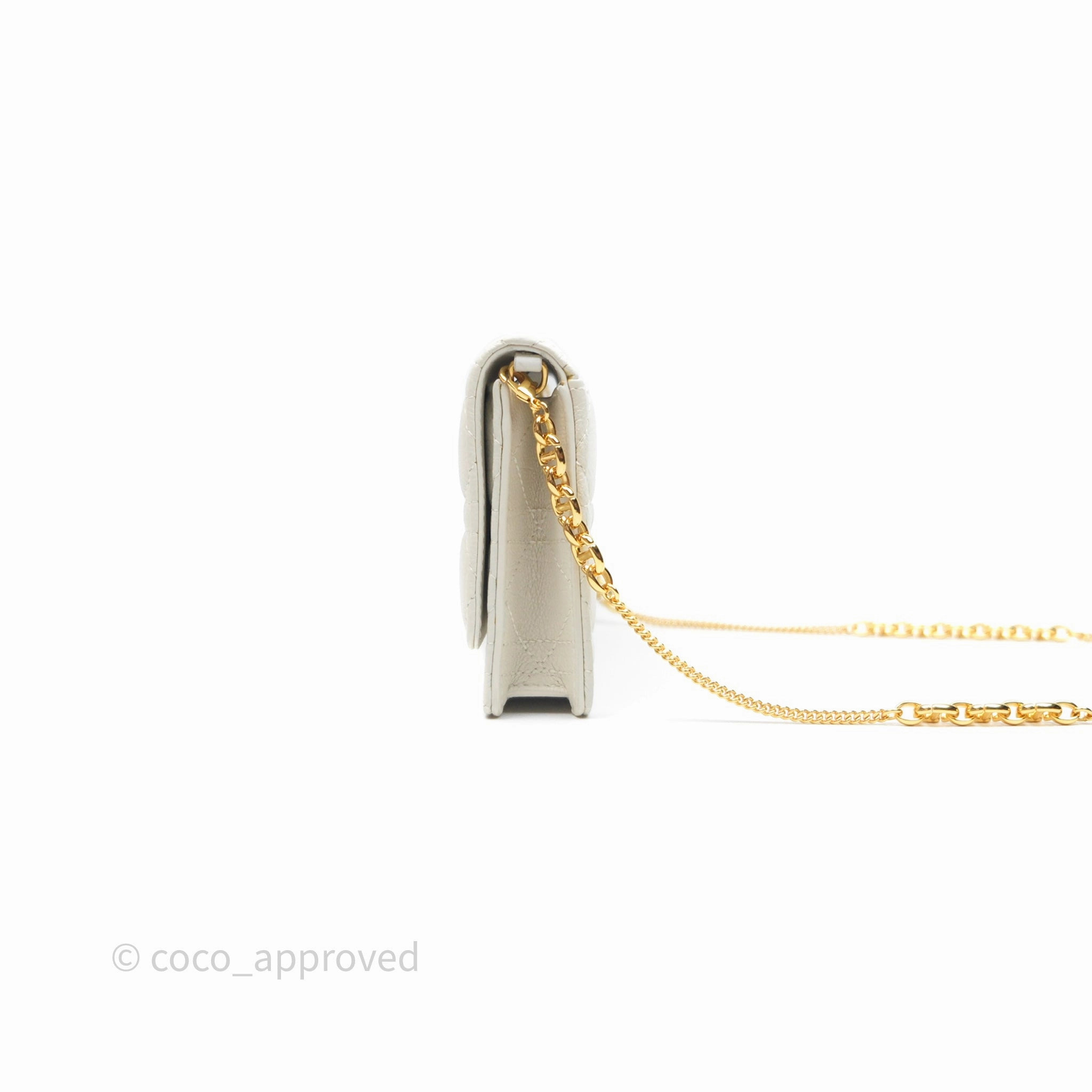 Dior Caro Pouch with Chain Latte Supple Cannage Calfskin