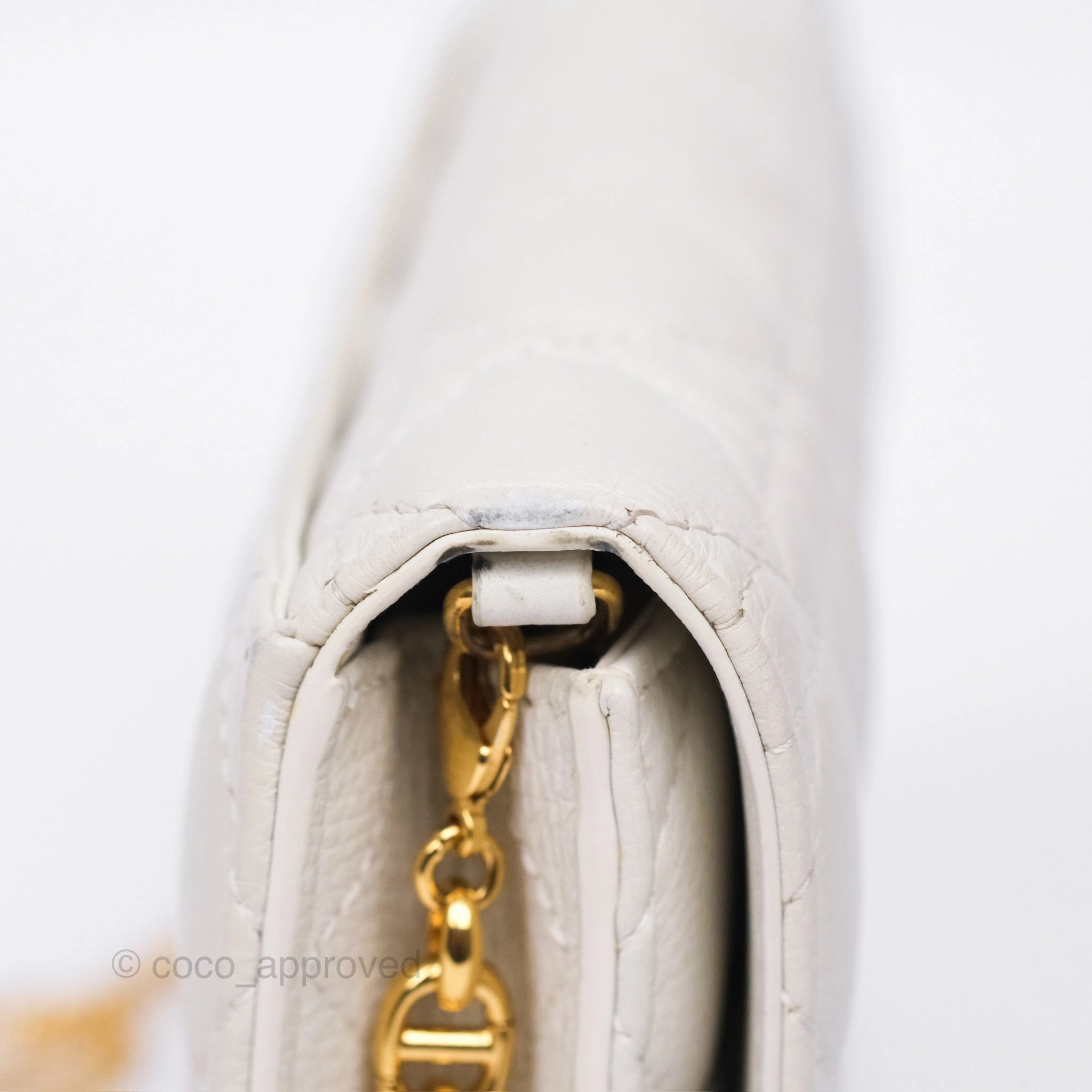 Dior Caro Pouch With Chain Latte Supple Cannage Calfskin