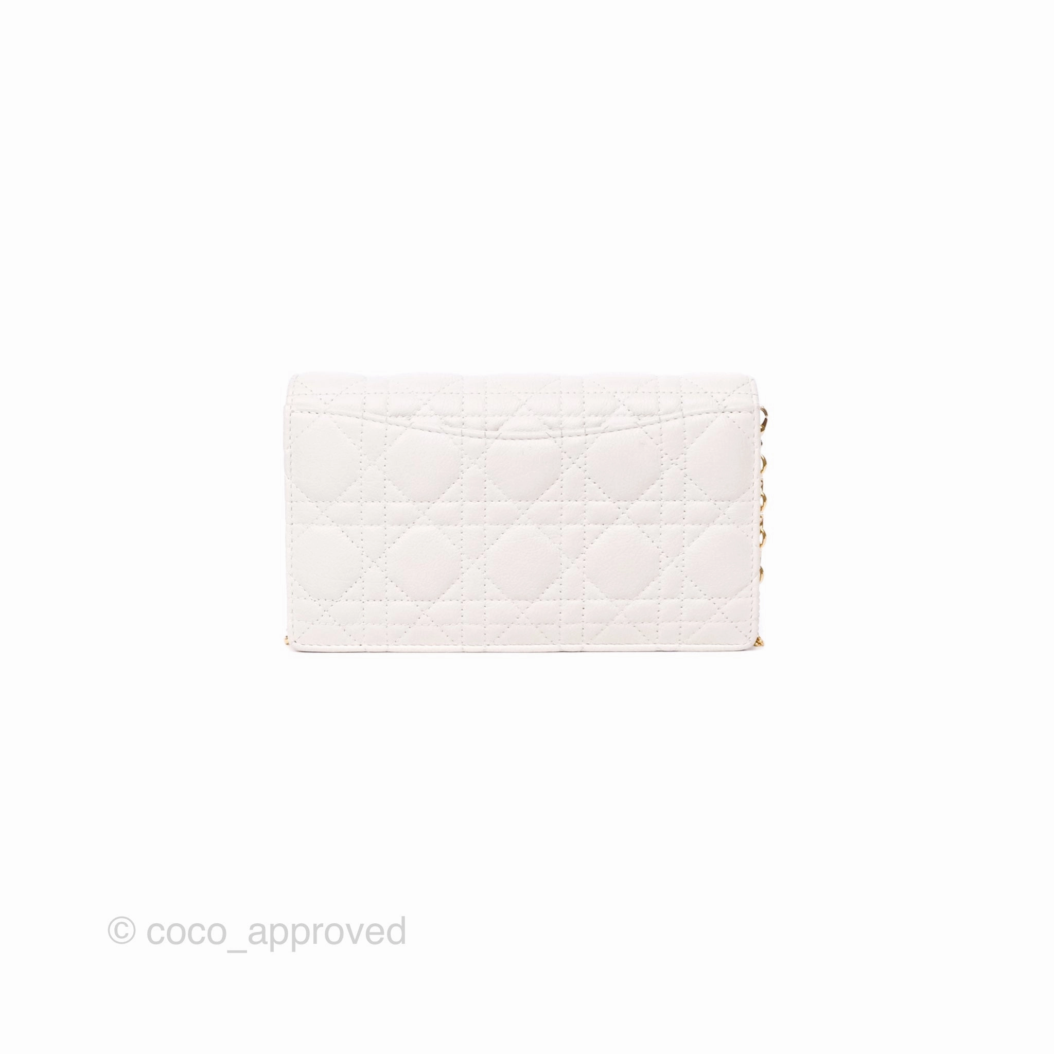 Dior Caro Pouch With Chain Latte Supple Cannage Calfskin