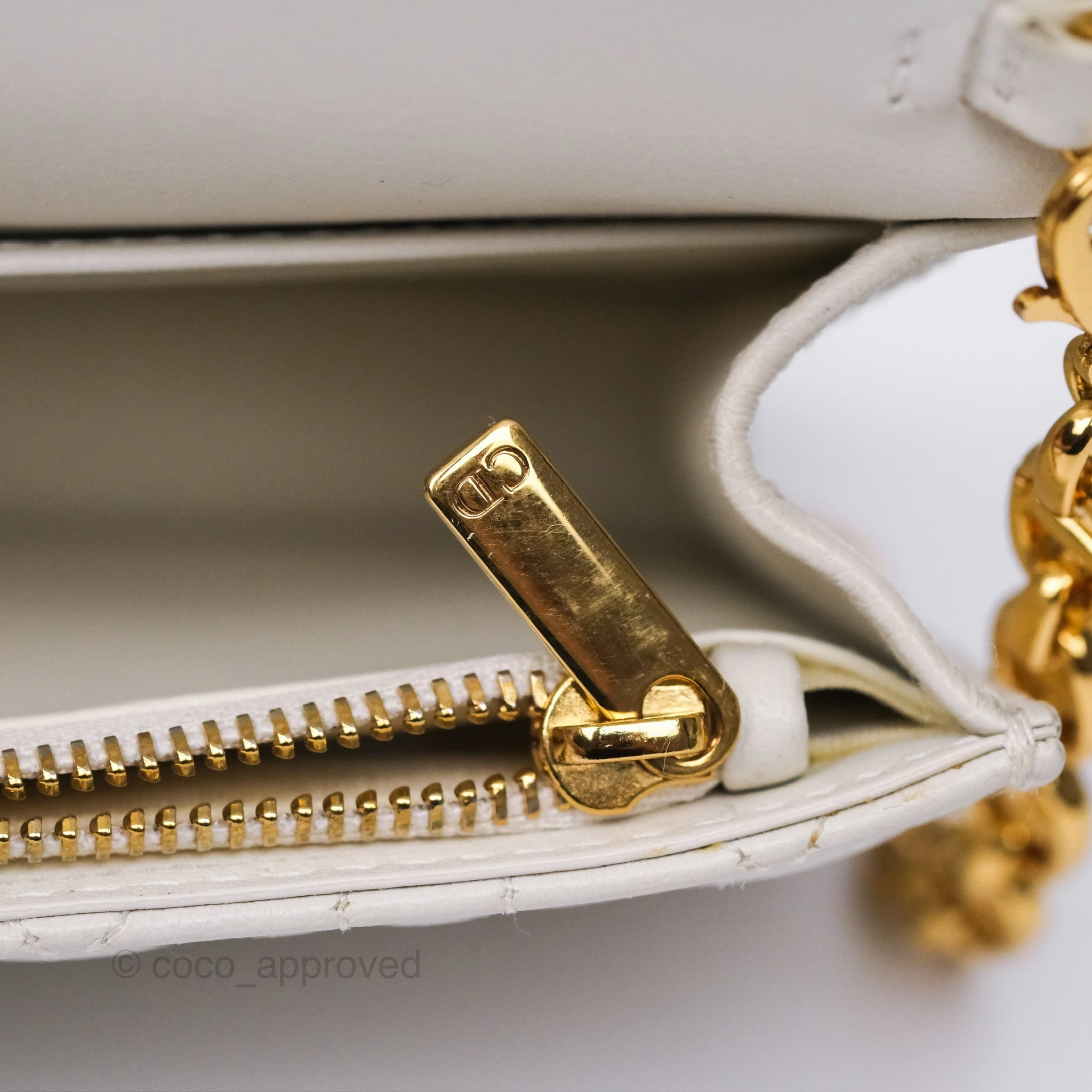 Dior Caro Pouch With Chain Latte Supple Cannage Calfskin