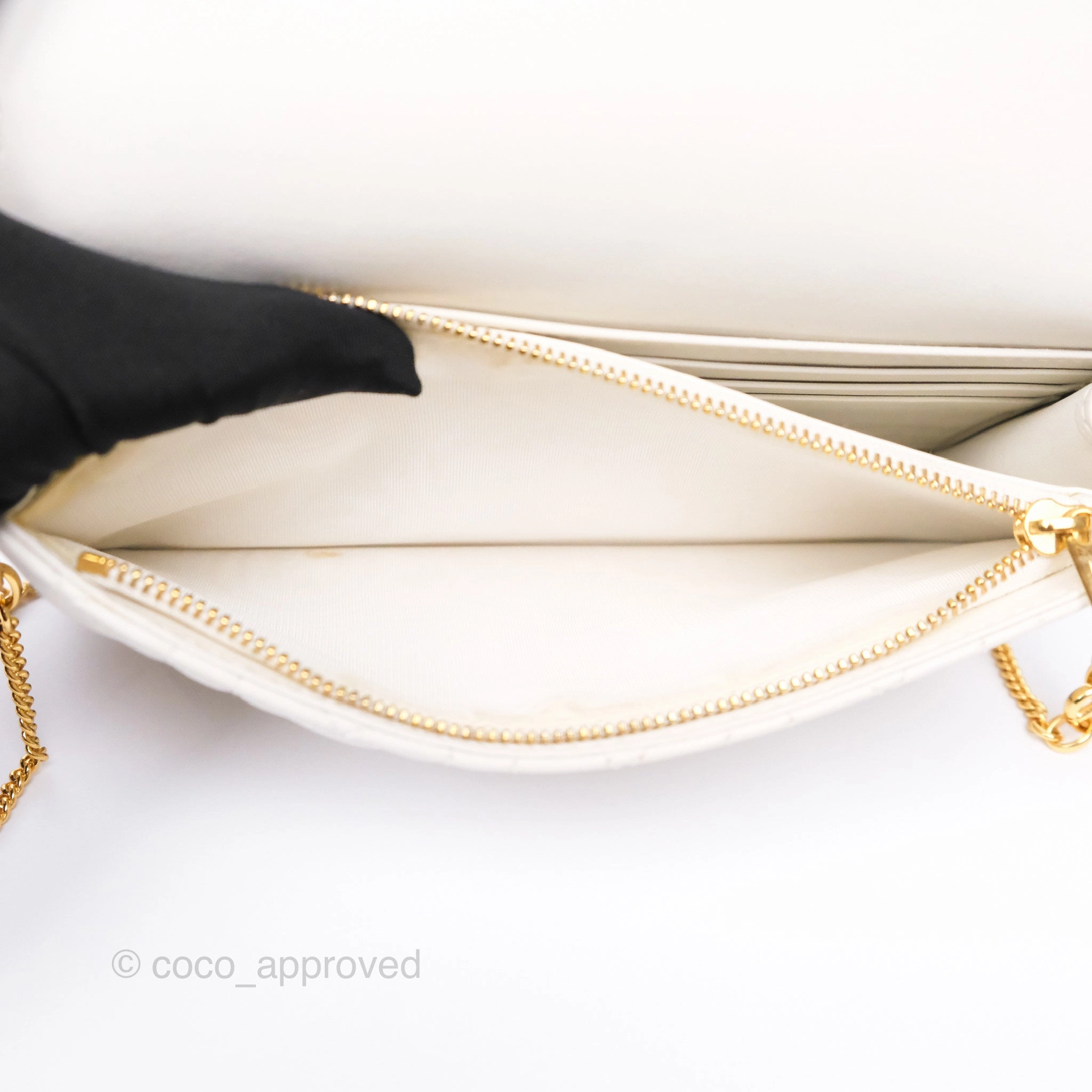 Dior Caro Pouch With Chain Latte Supple Cannage Calfskin