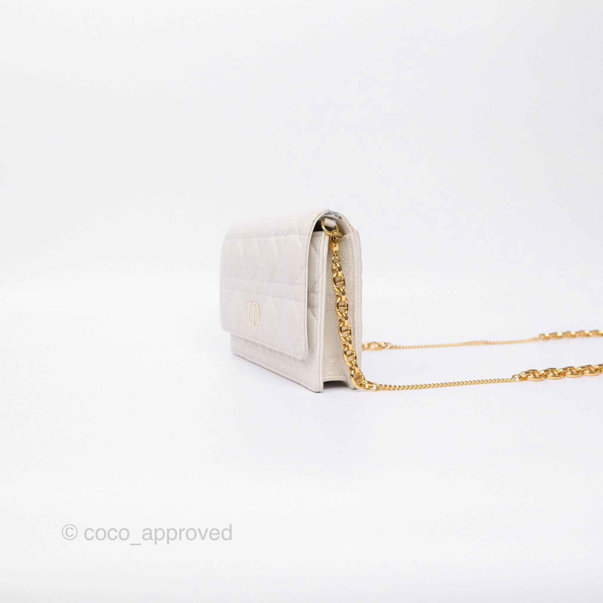Dior Caro Pouch With Chain Latte Supple Cannage Calfskin