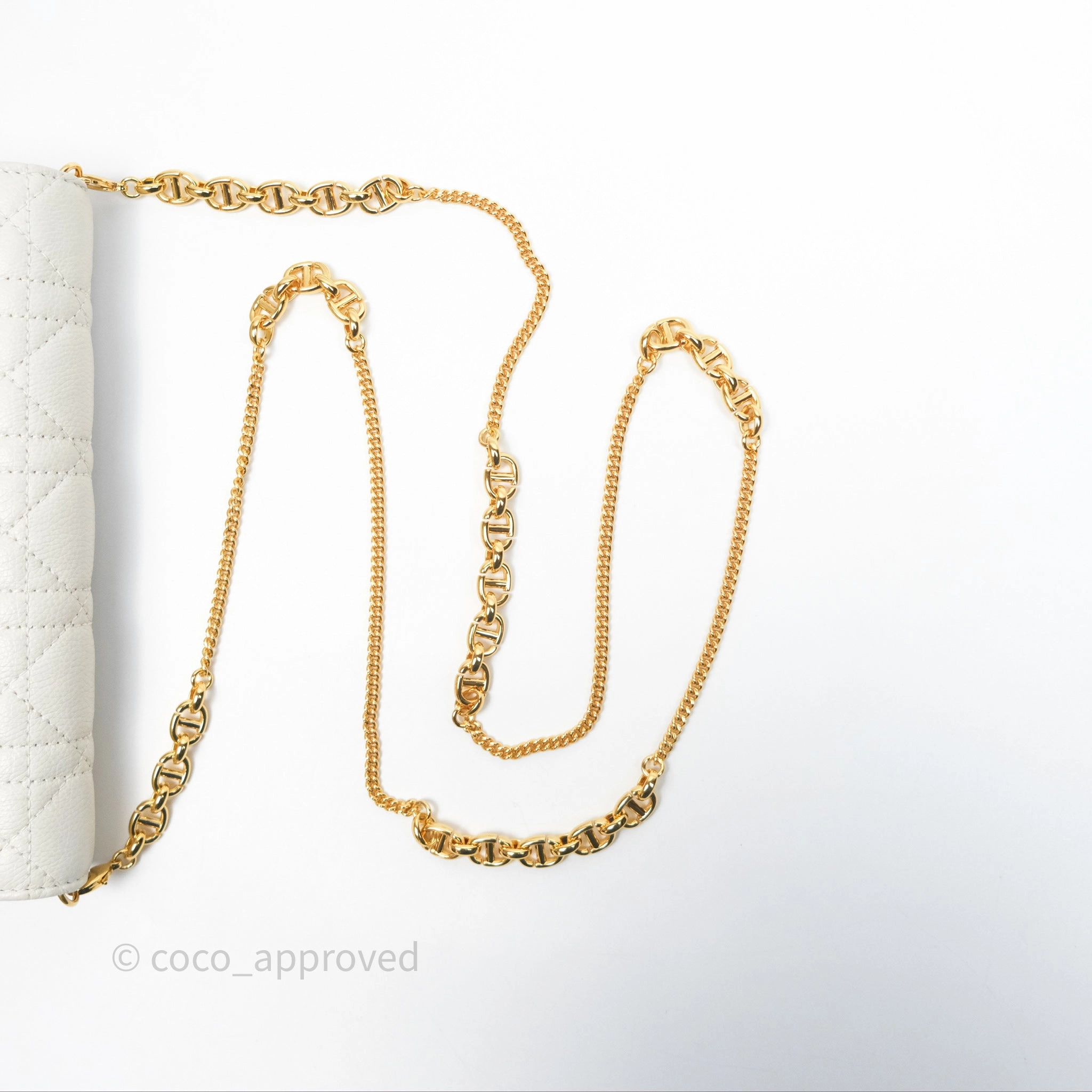 Dior Caro Pouch with Chain Latte Supple Cannage Calfskin
