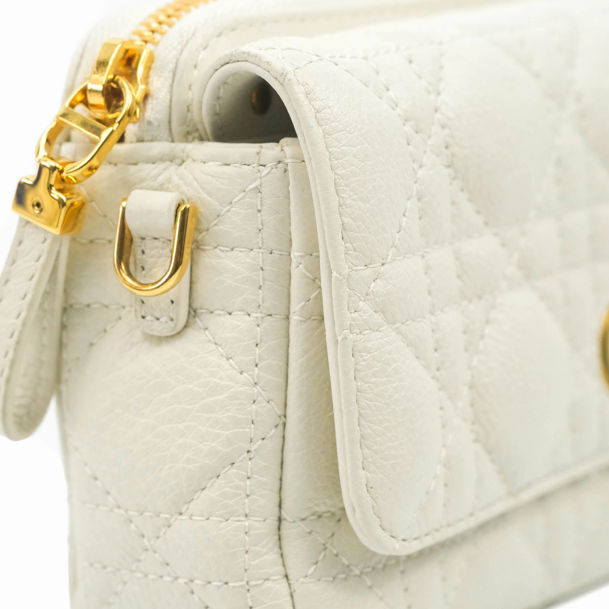 Dior Caro Pouch with Chain Latte Supple Cannage Calfskin