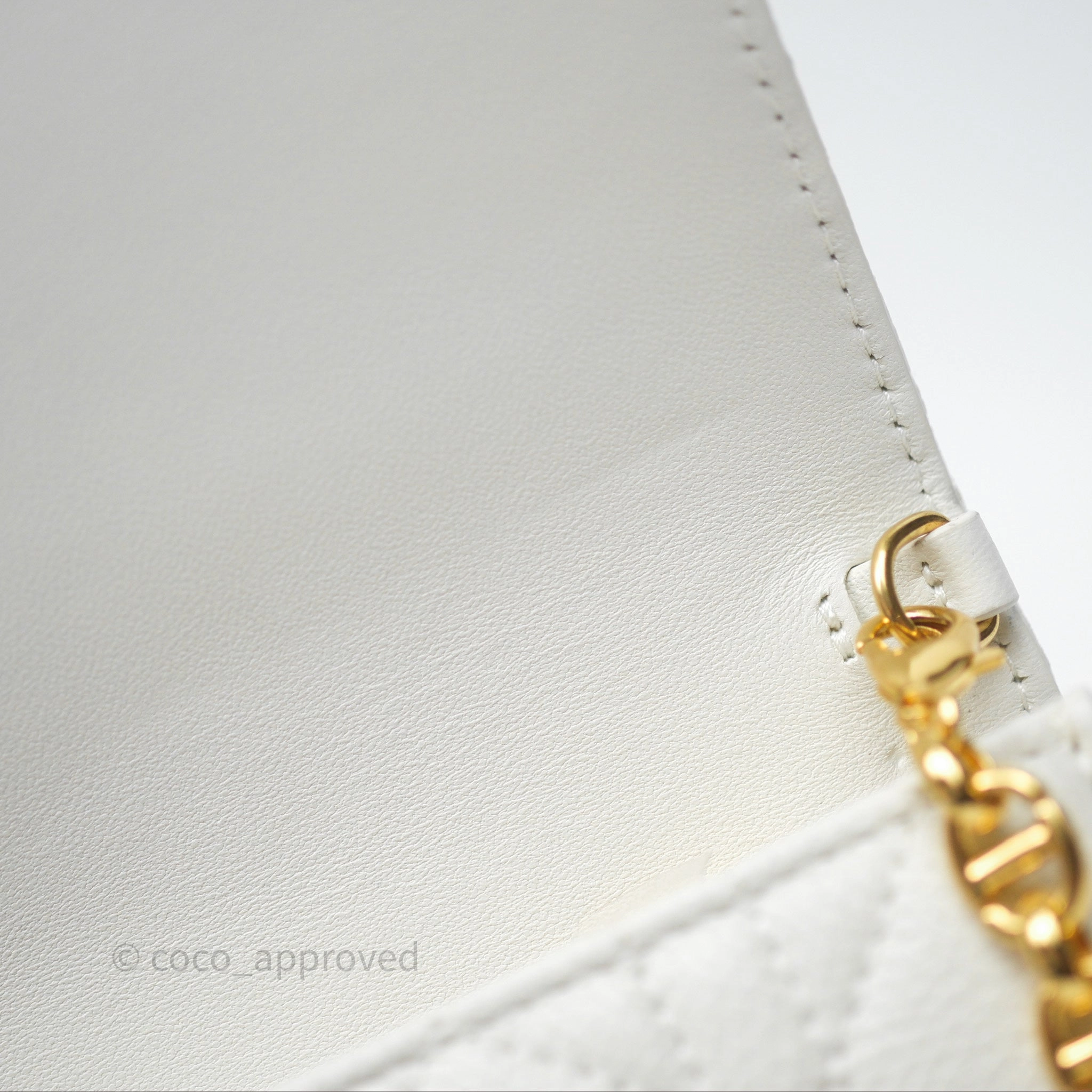Dior Caro Pouch with Chain Latte Supple Cannage Calfskin