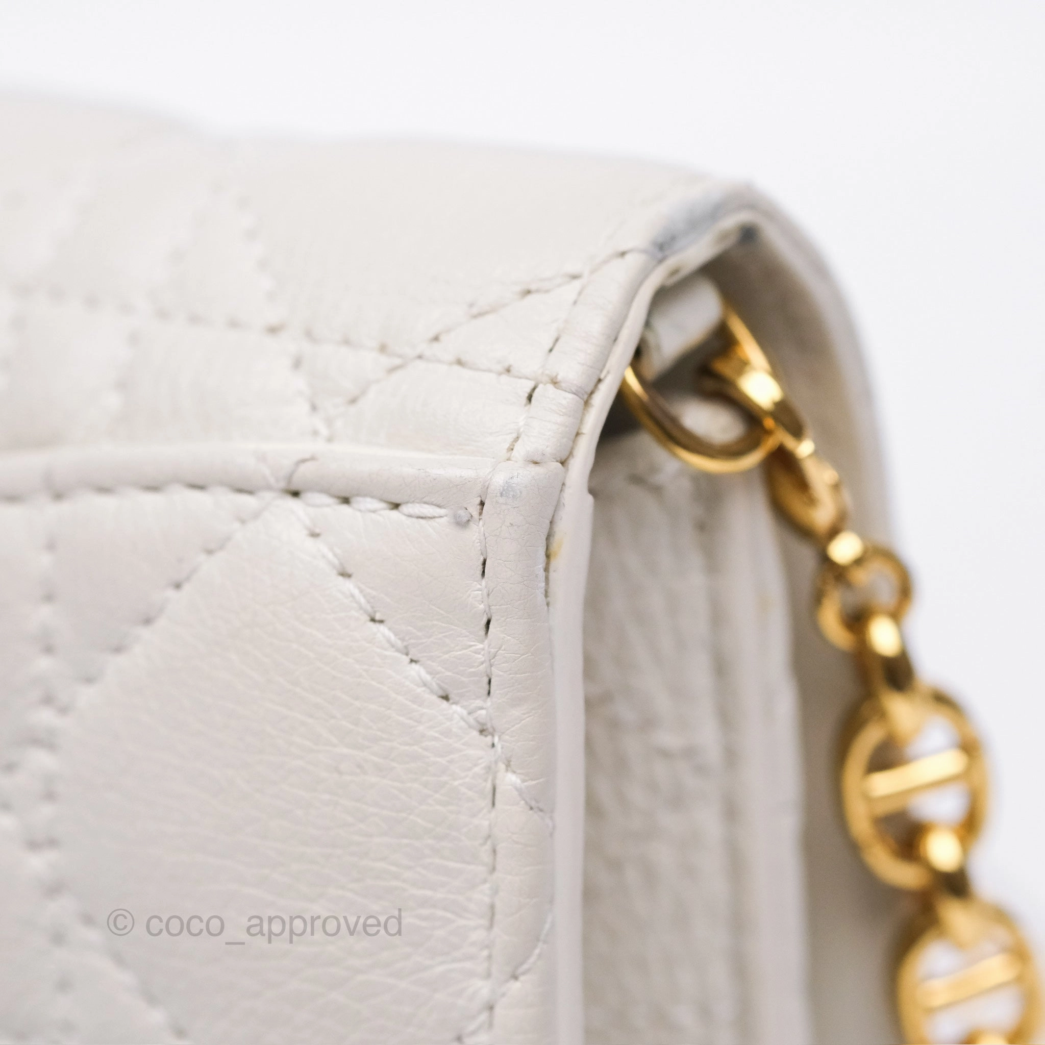 Dior Caro Pouch With Chain Latte Supple Cannage Calfskin