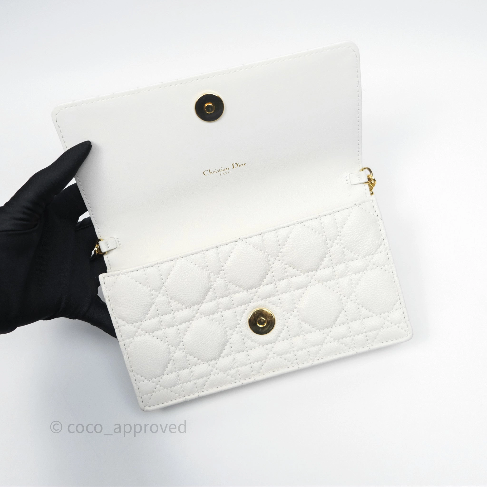 Dior Caro Pouch with Chain Latte Supple Cannage Calfskin