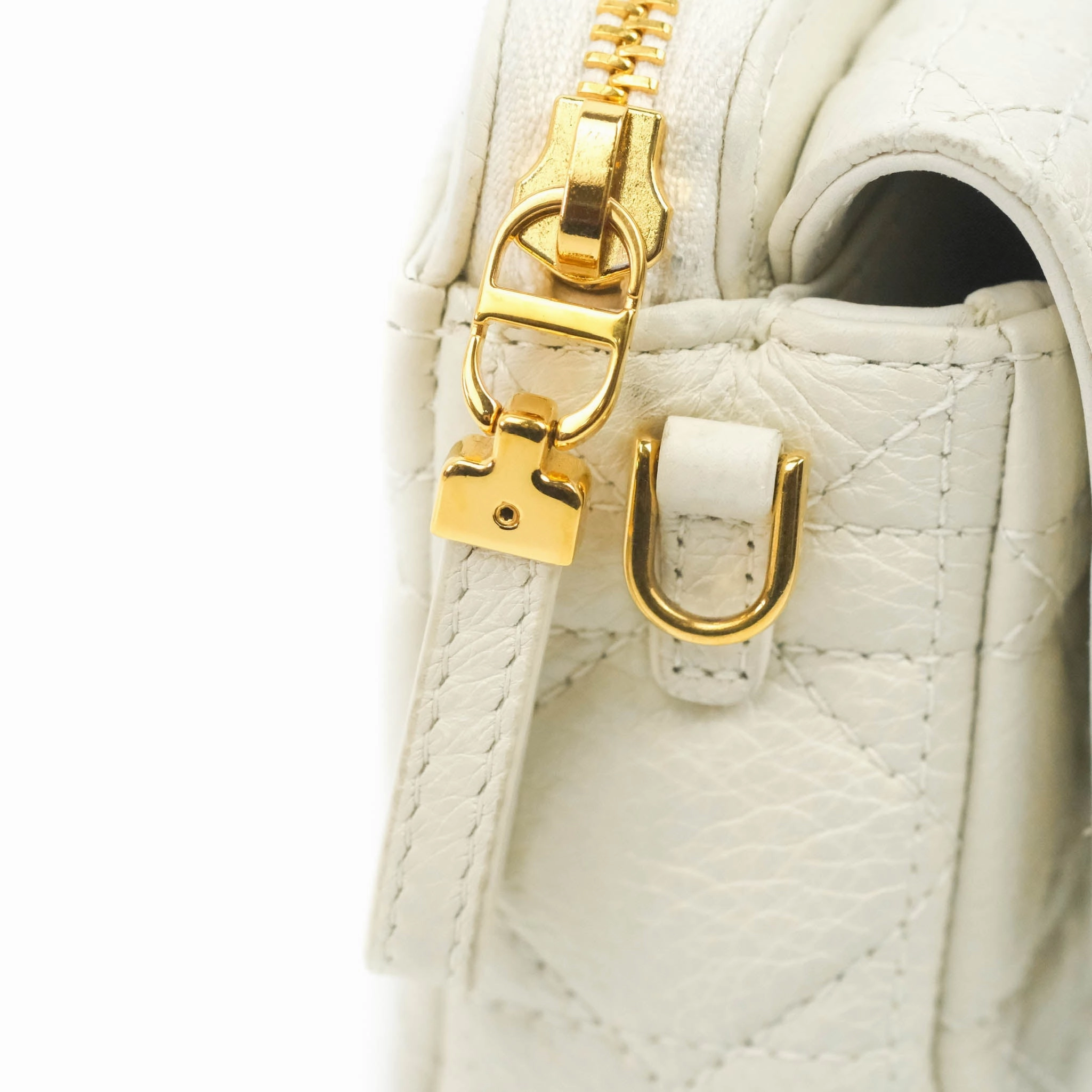 Dior Caro Pouch with Chain Latte Supple Cannage Calfskin