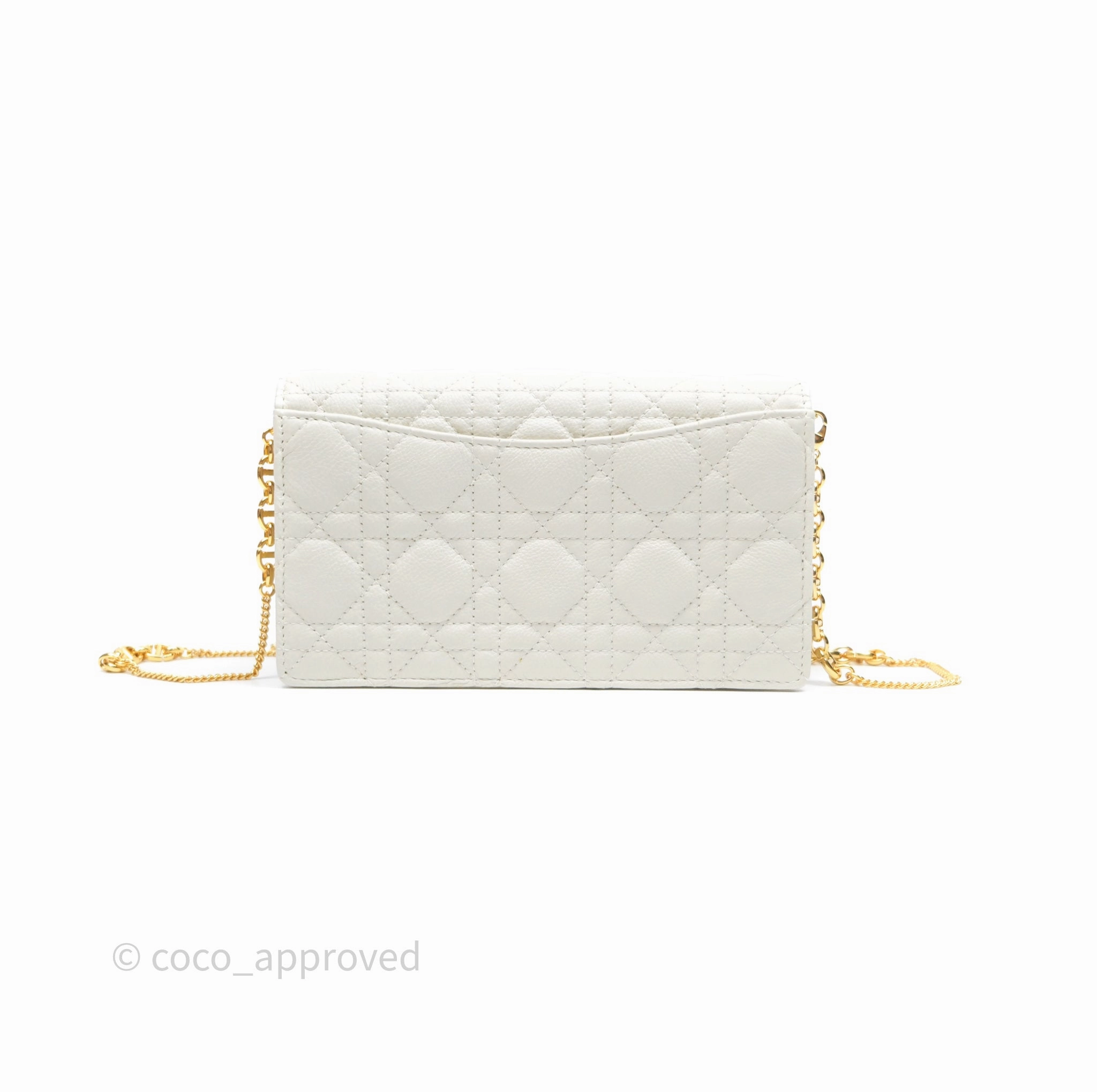 Dior Caro Pouch with Chain Latte Supple Cannage Calfskin