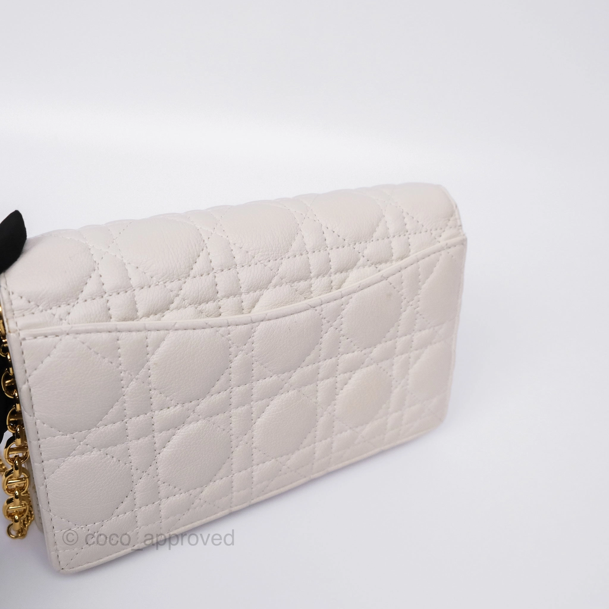Dior Caro Pouch With Chain Latte Supple Cannage Calfskin