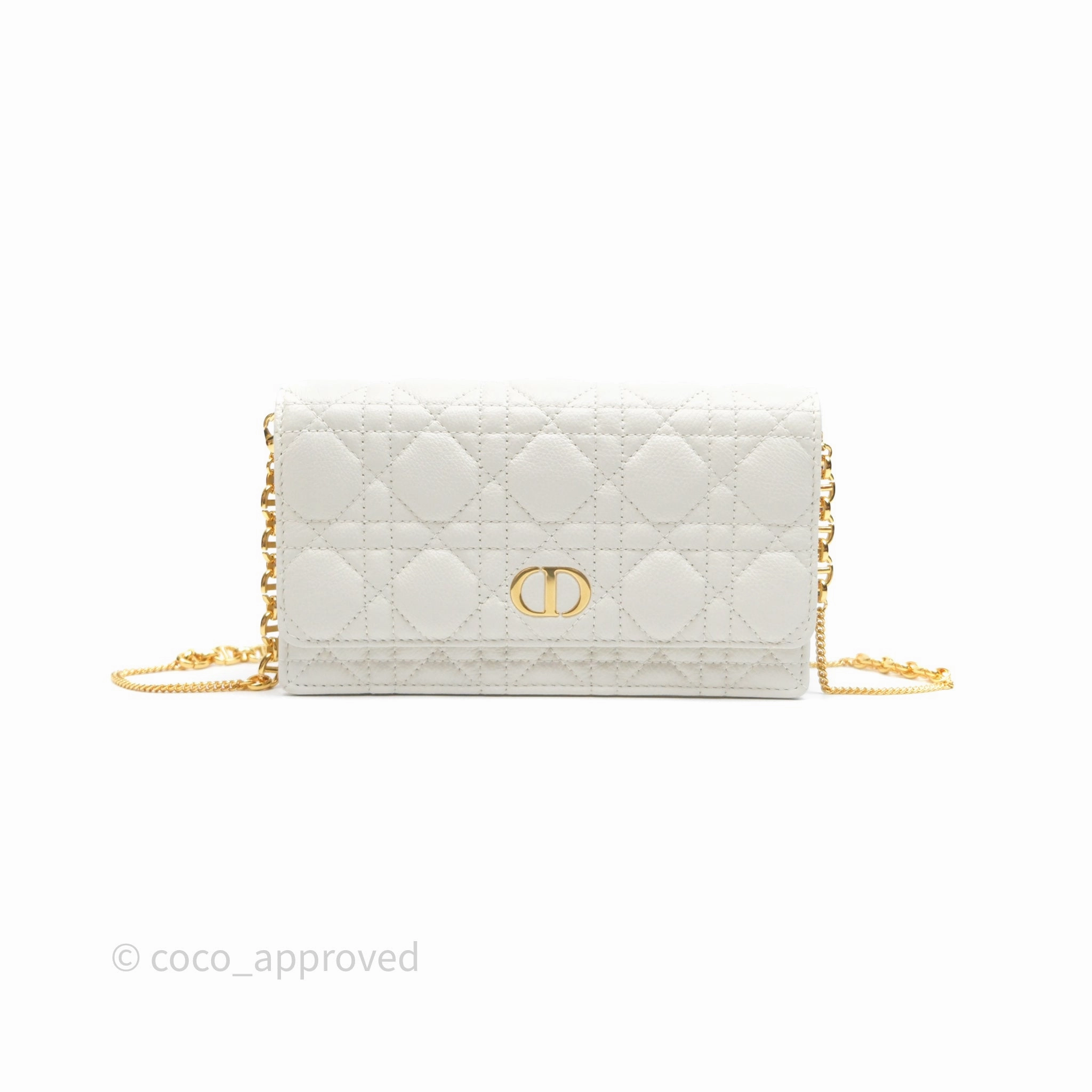 Dior Caro Pouch with Chain Latte Supple Cannage Calfskin