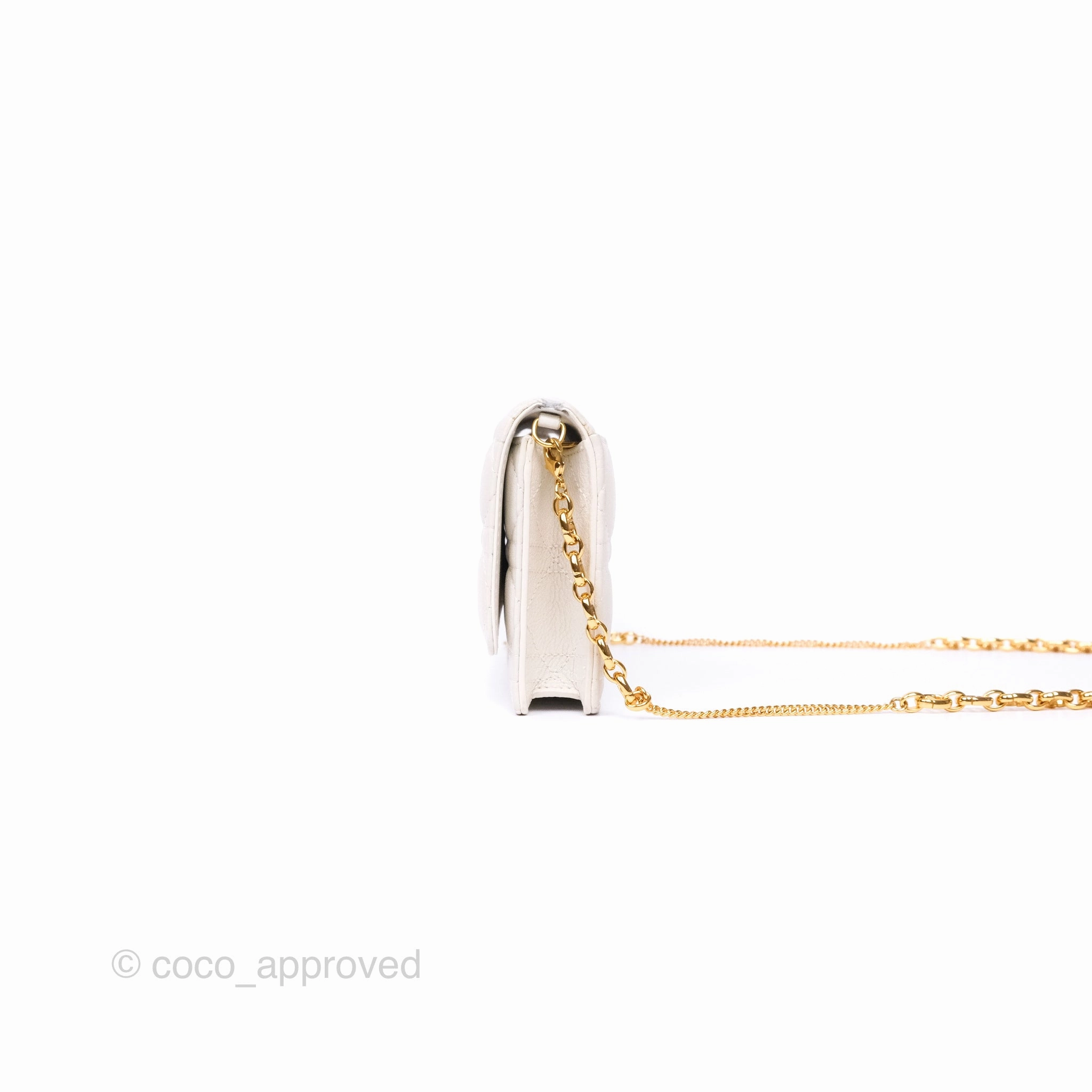 Dior Caro Pouch With Chain Latte Supple Cannage Calfskin