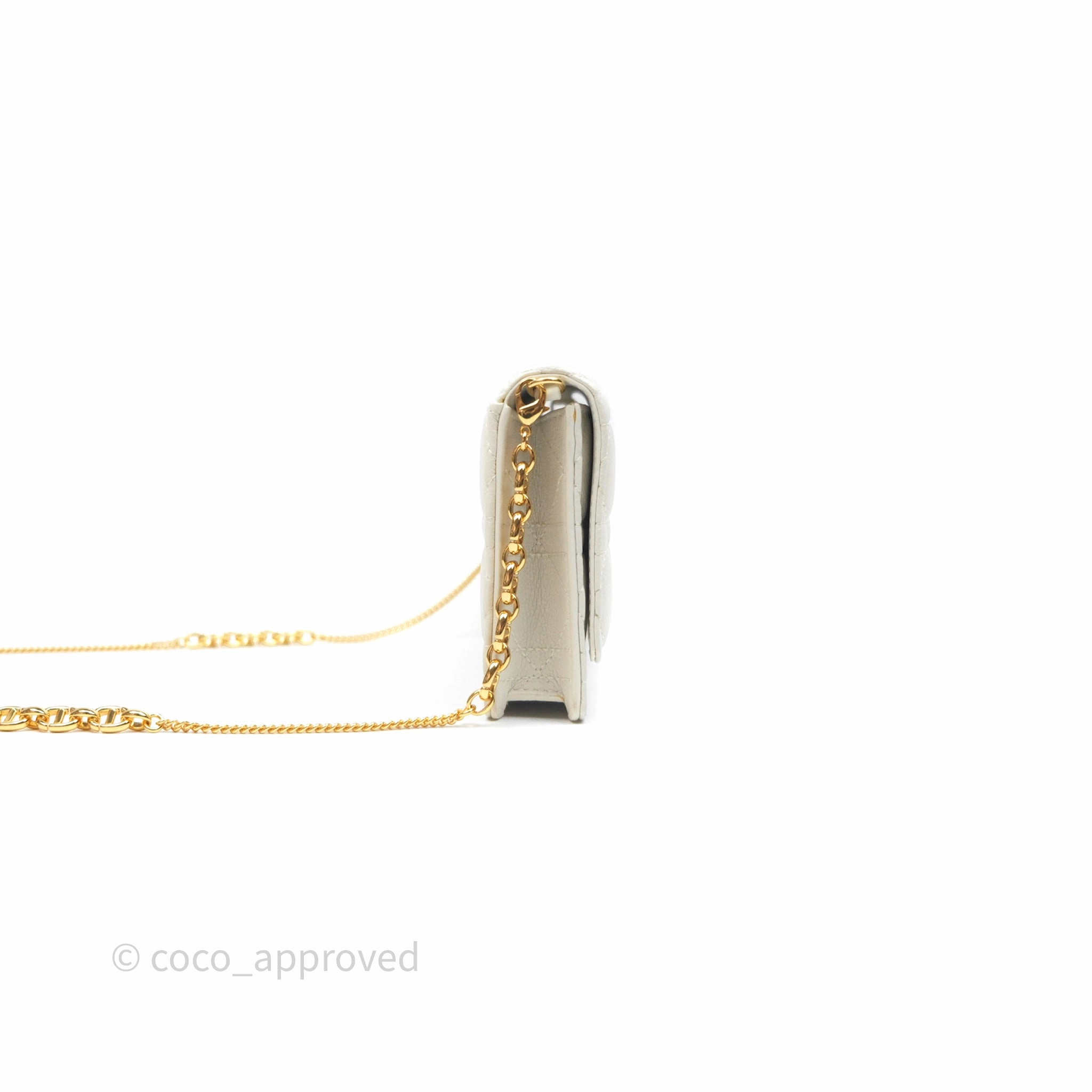 Dior Caro Pouch with Chain Latte Supple Cannage Calfskin