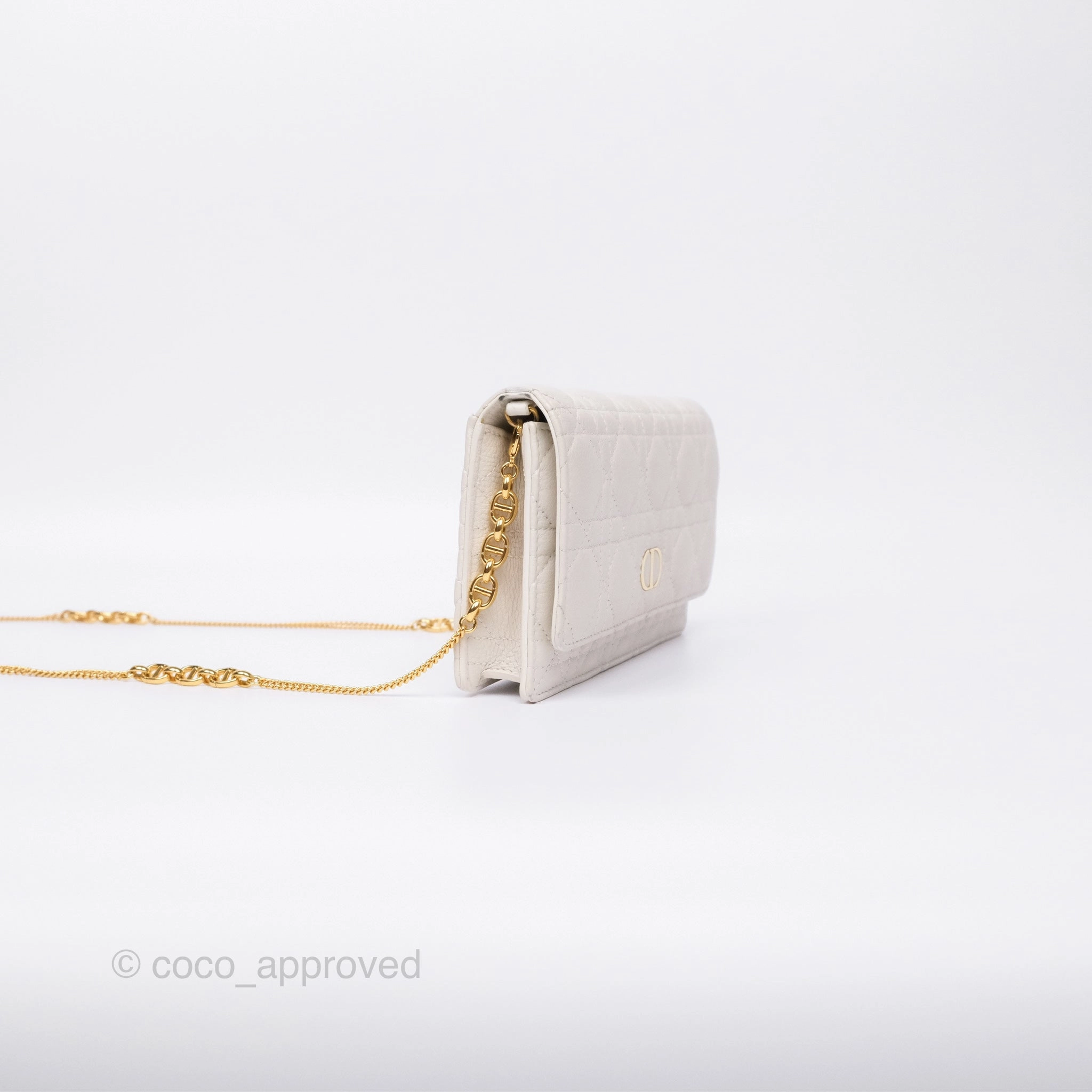 Dior Caro Pouch With Chain Latte Supple Cannage Calfskin