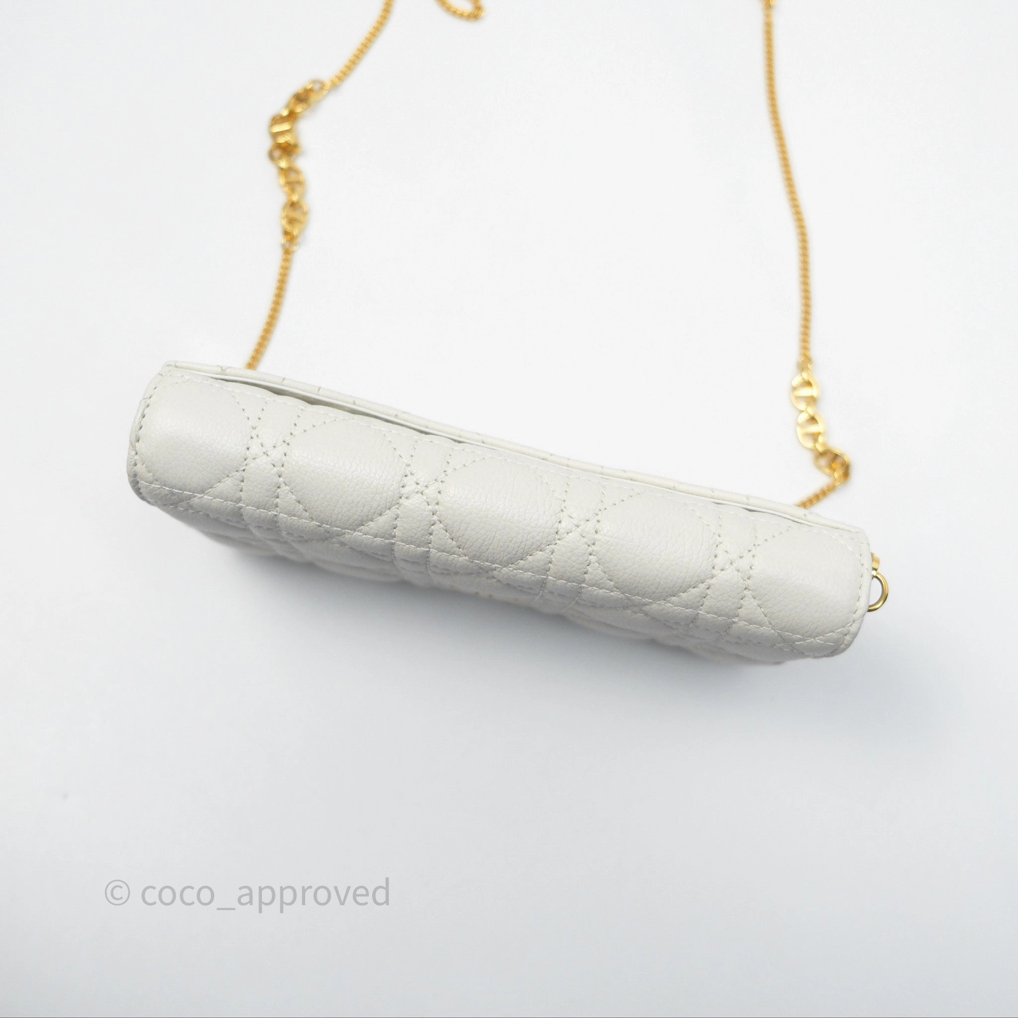 Dior Caro Pouch with Chain Latte Supple Cannage Calfskin