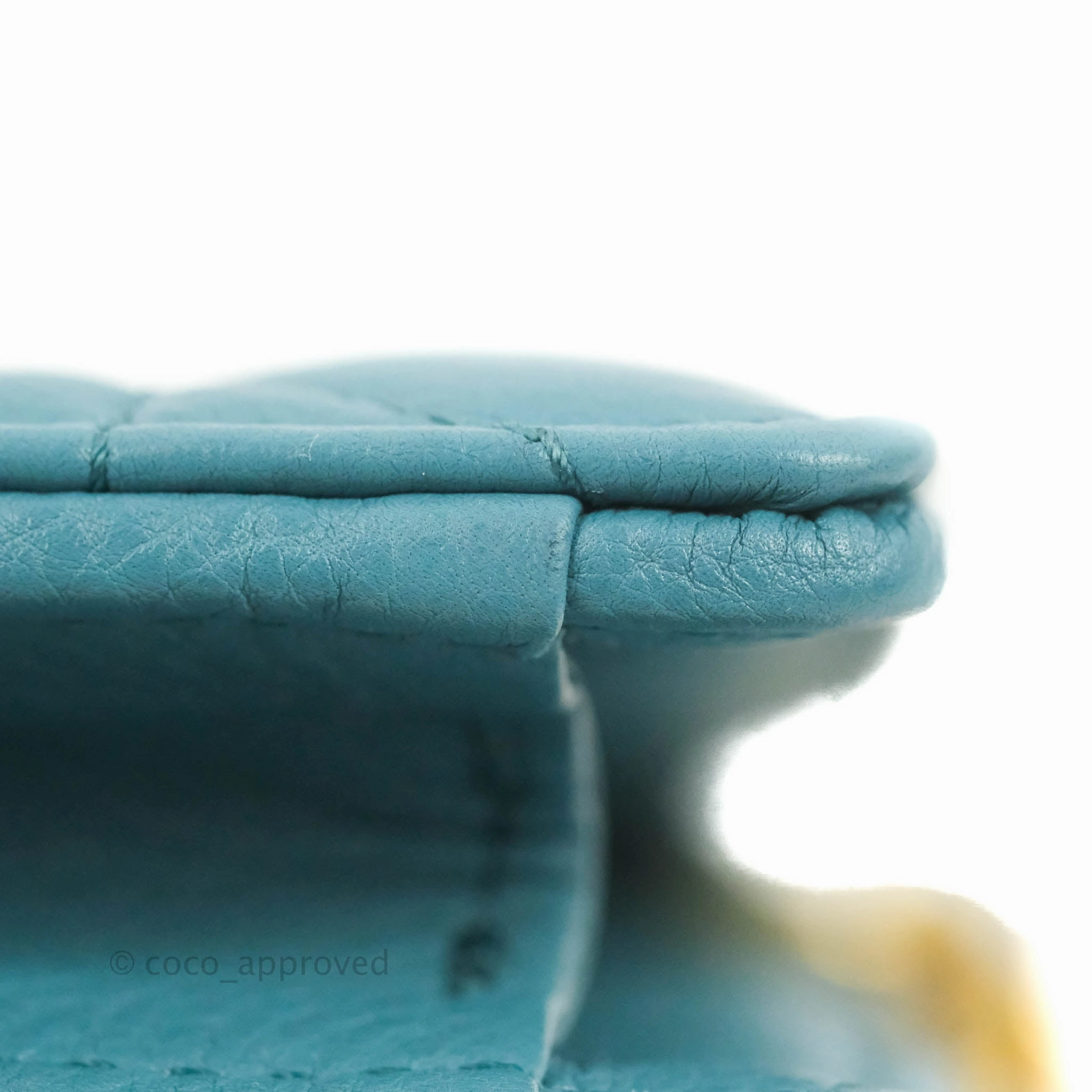 Dior Caro Zipped Pouch With Chain Azure Blue Supple Cannage Calfskin