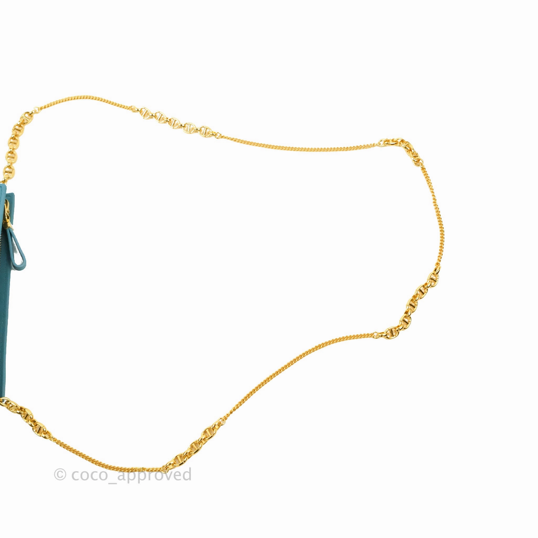 Dior Caro Zipped Pouch With Chain Azure Blue Supple Cannage Calfskin