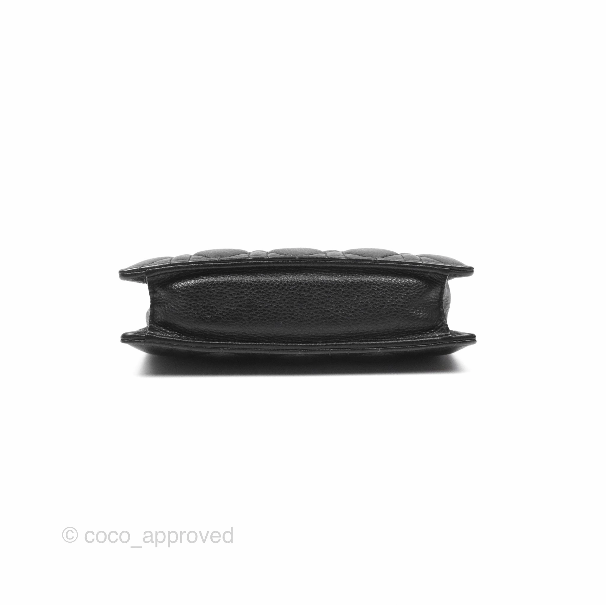 Dior Caro Zipped Pouch With Chain Black Cannage Calfskin