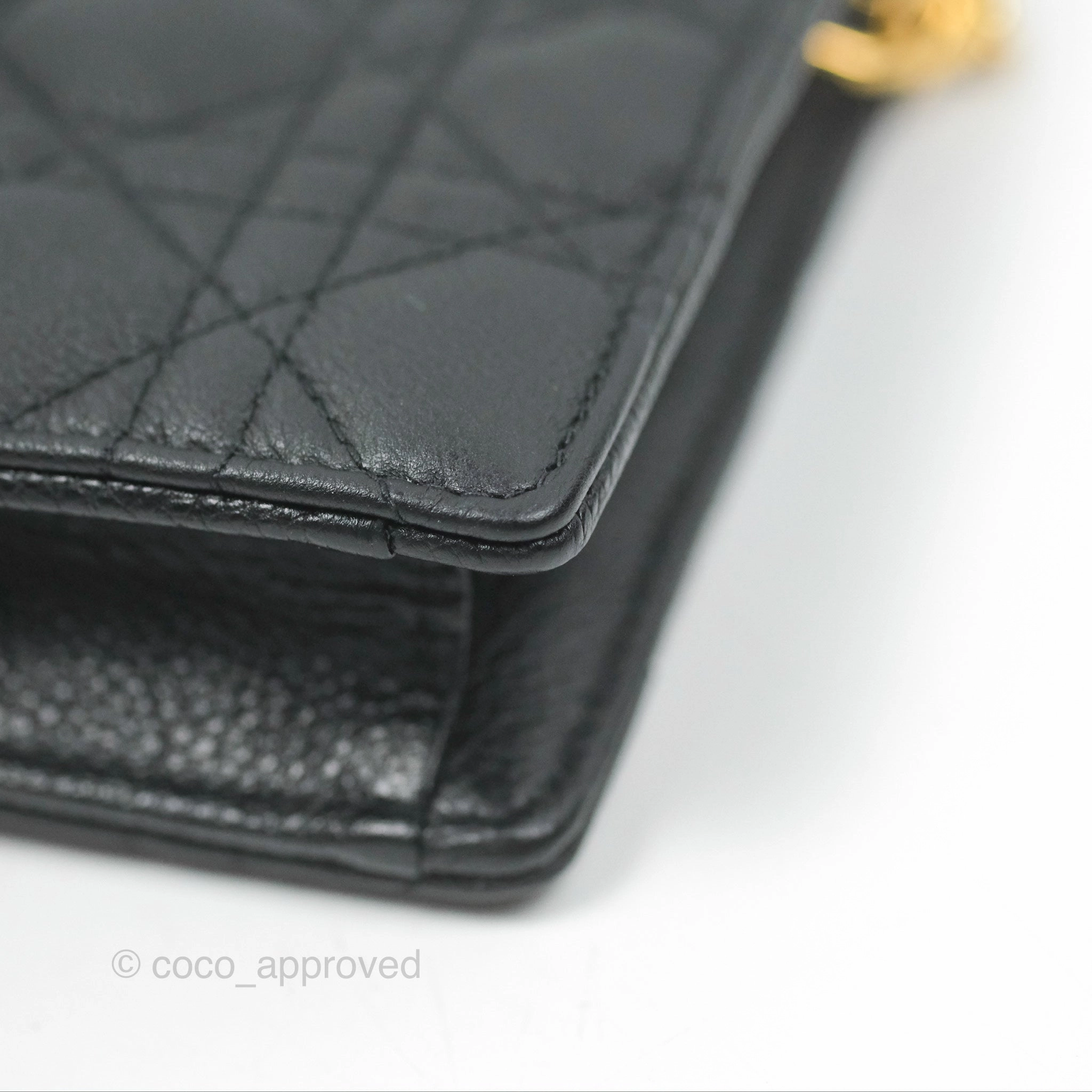 Dior Caro Zipped Pouch With Chain Black Cannage Calfskin