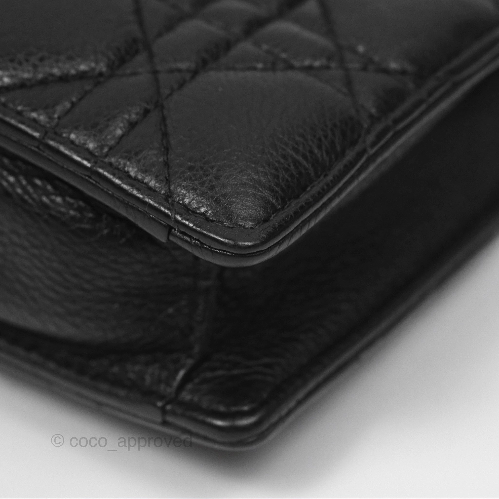 Dior Caro Zipped Pouch With Chain Black Cannage Calfskin