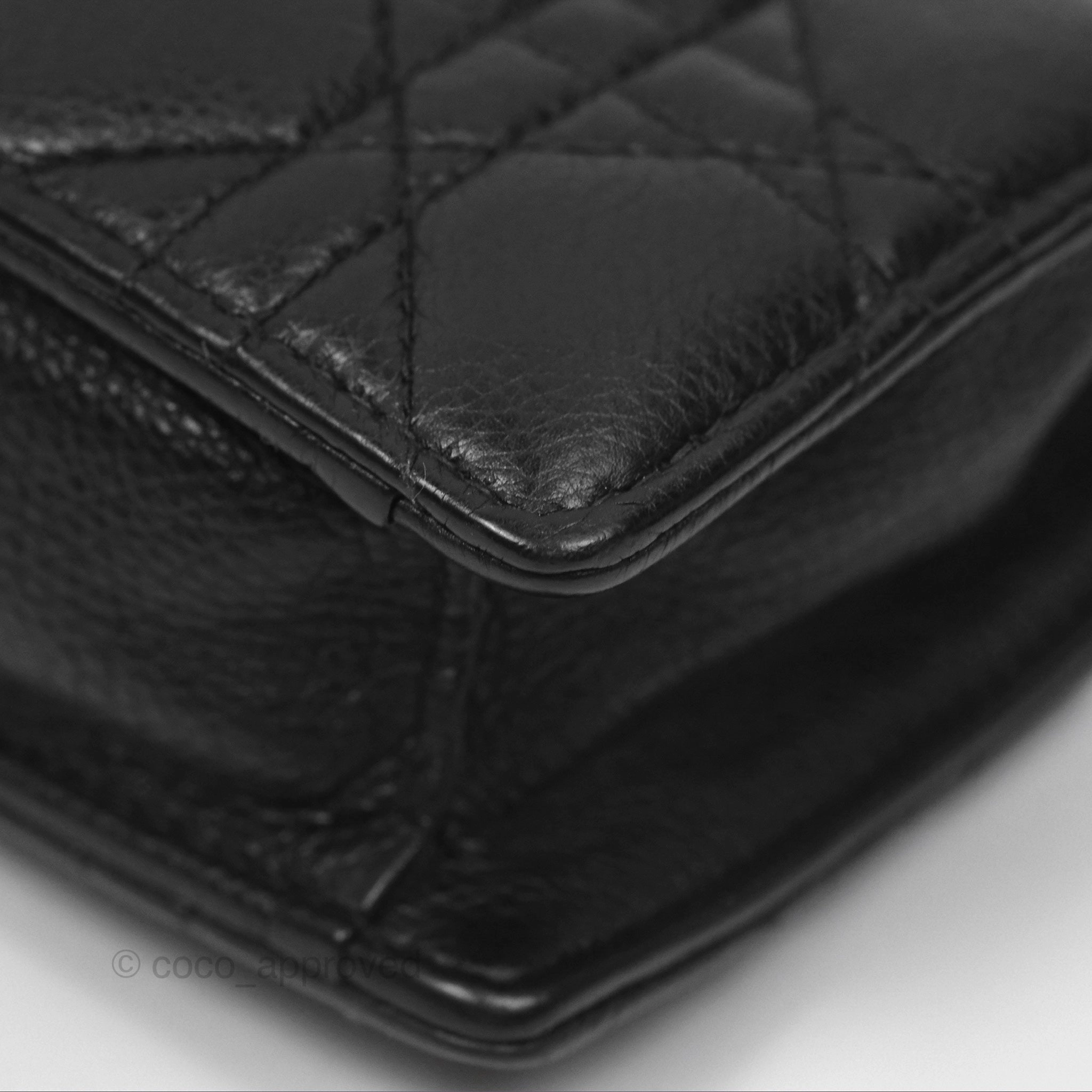 Dior Caro Zipped Pouch With Chain Black Cannage Calfskin