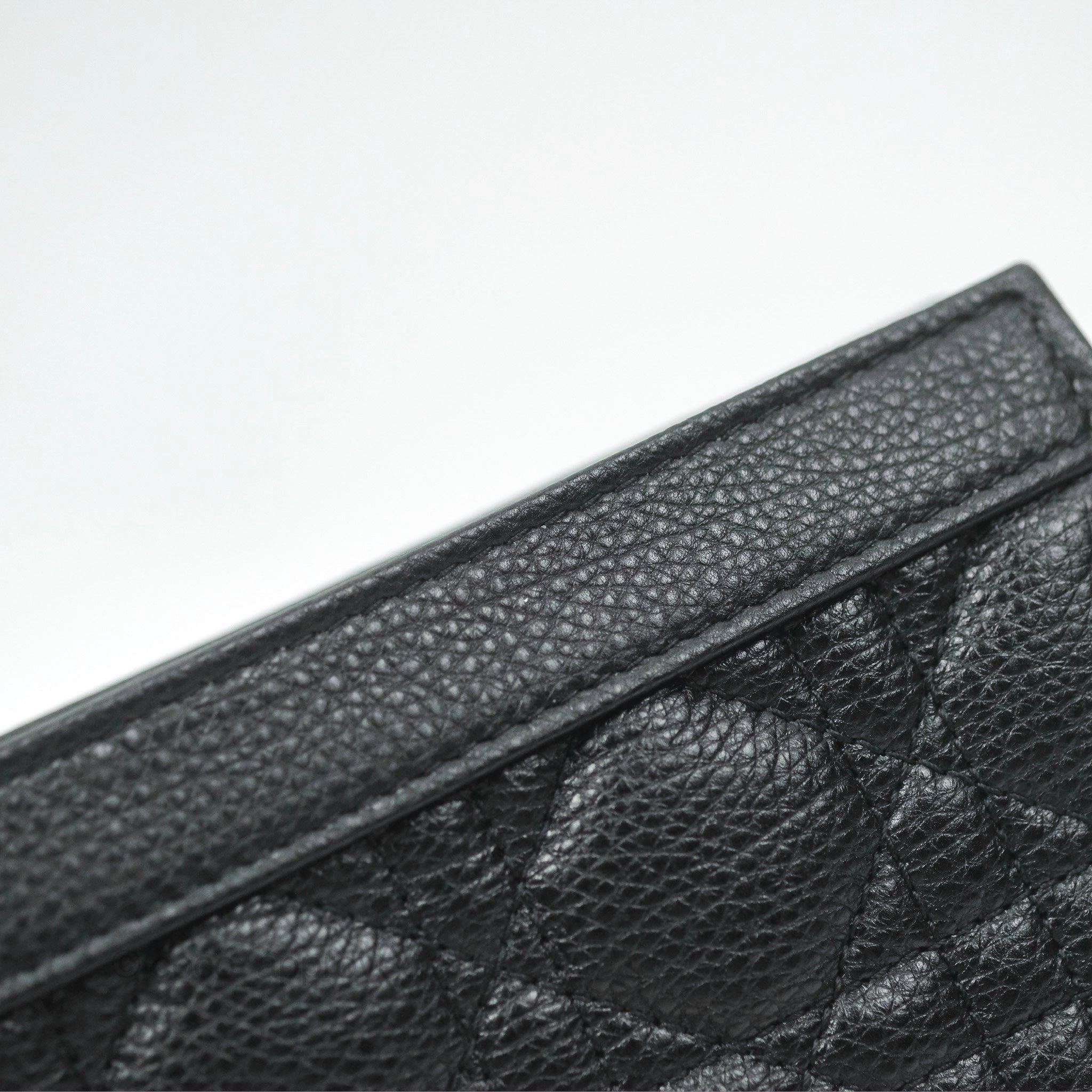 Dior Caro Zipped Pouch With Chain Black Cannage Calfskin
