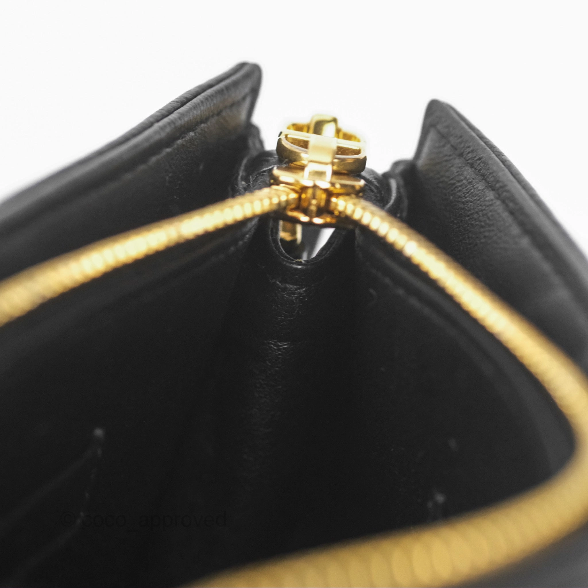 Dior Caro Zipped Pouch With Chain Black Cannage Calfskin