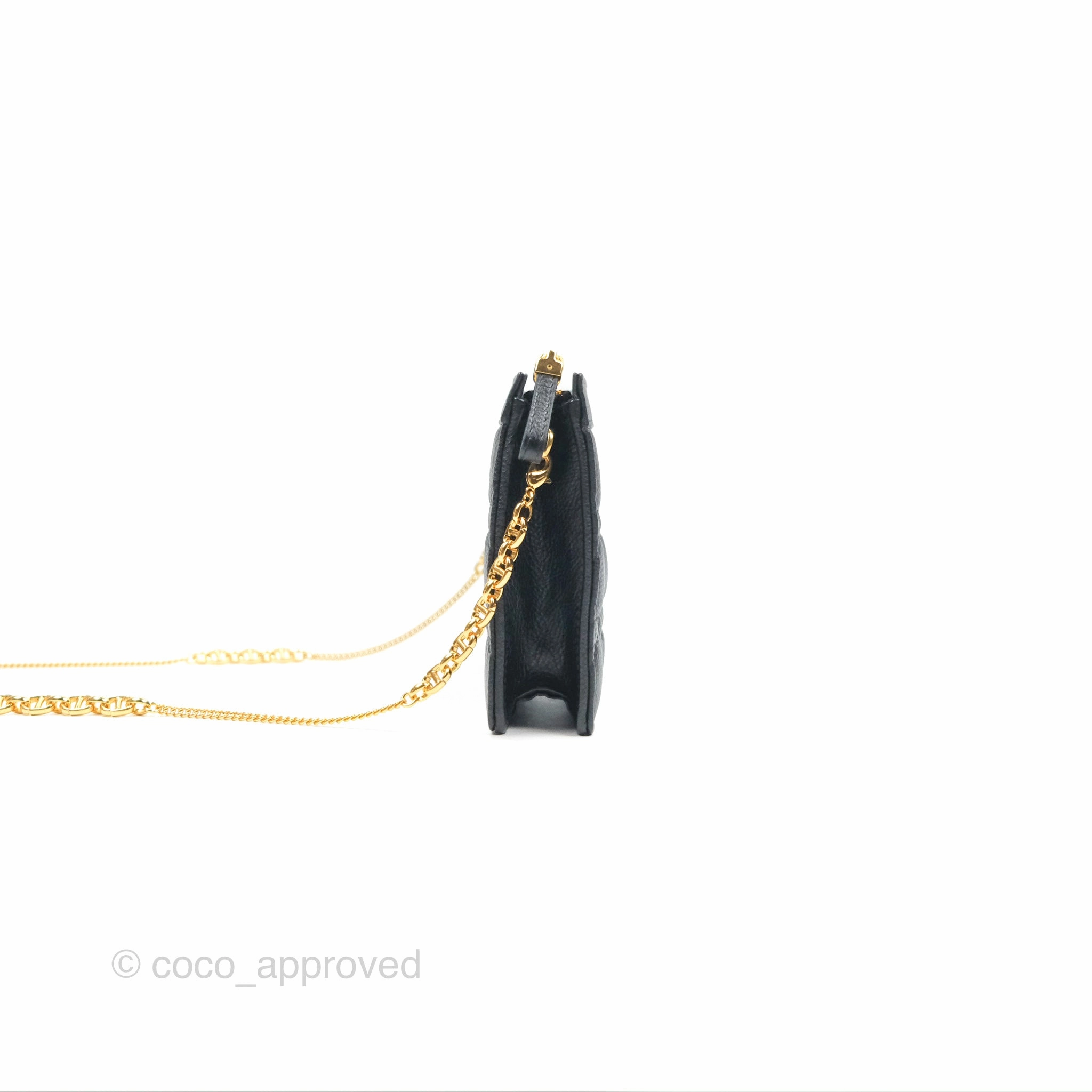 Dior Caro Zipped Pouch With Chain Black Cannage Calfskin