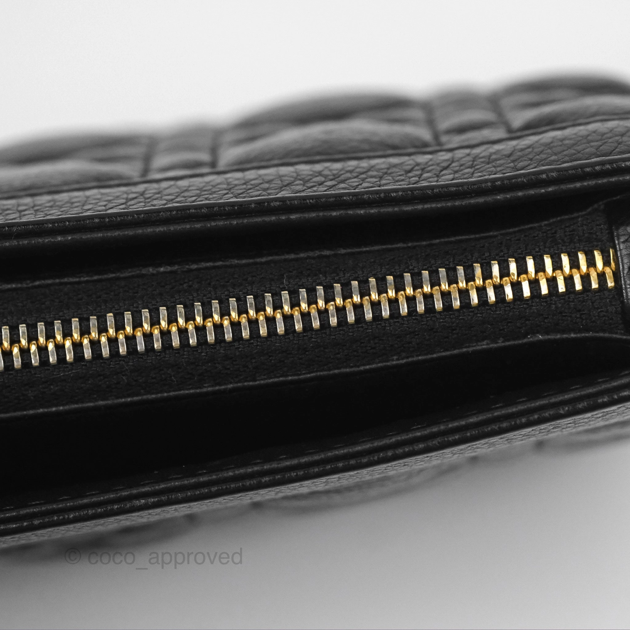 Dior Caro Zipped Pouch With Chain Black Cannage Calfskin