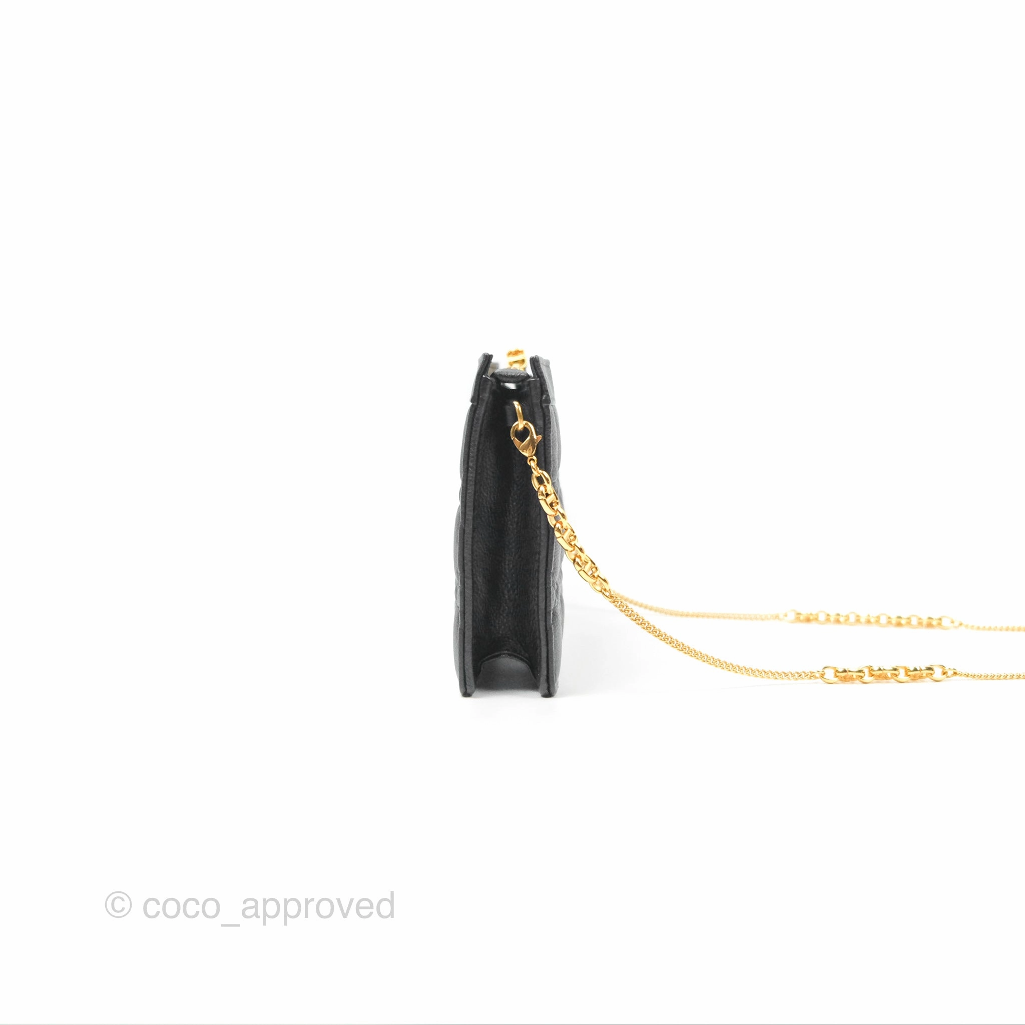 Dior Caro Zipped Pouch With Chain Black Cannage Calfskin