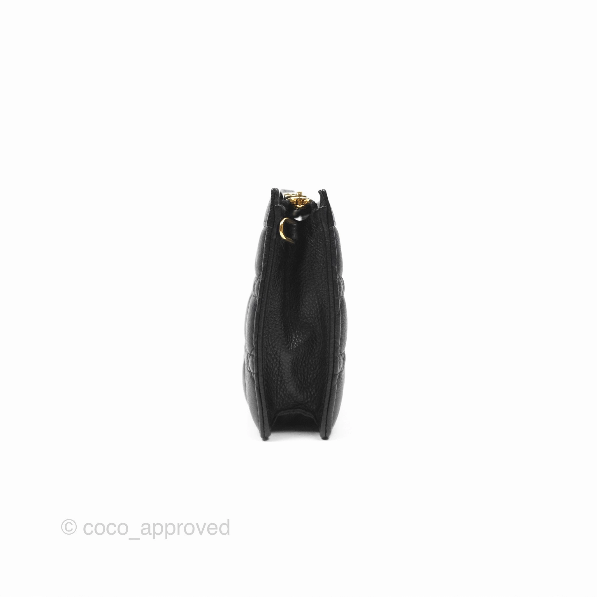 Dior Caro Zipped Pouch With Chain Black Cannage Calfskin