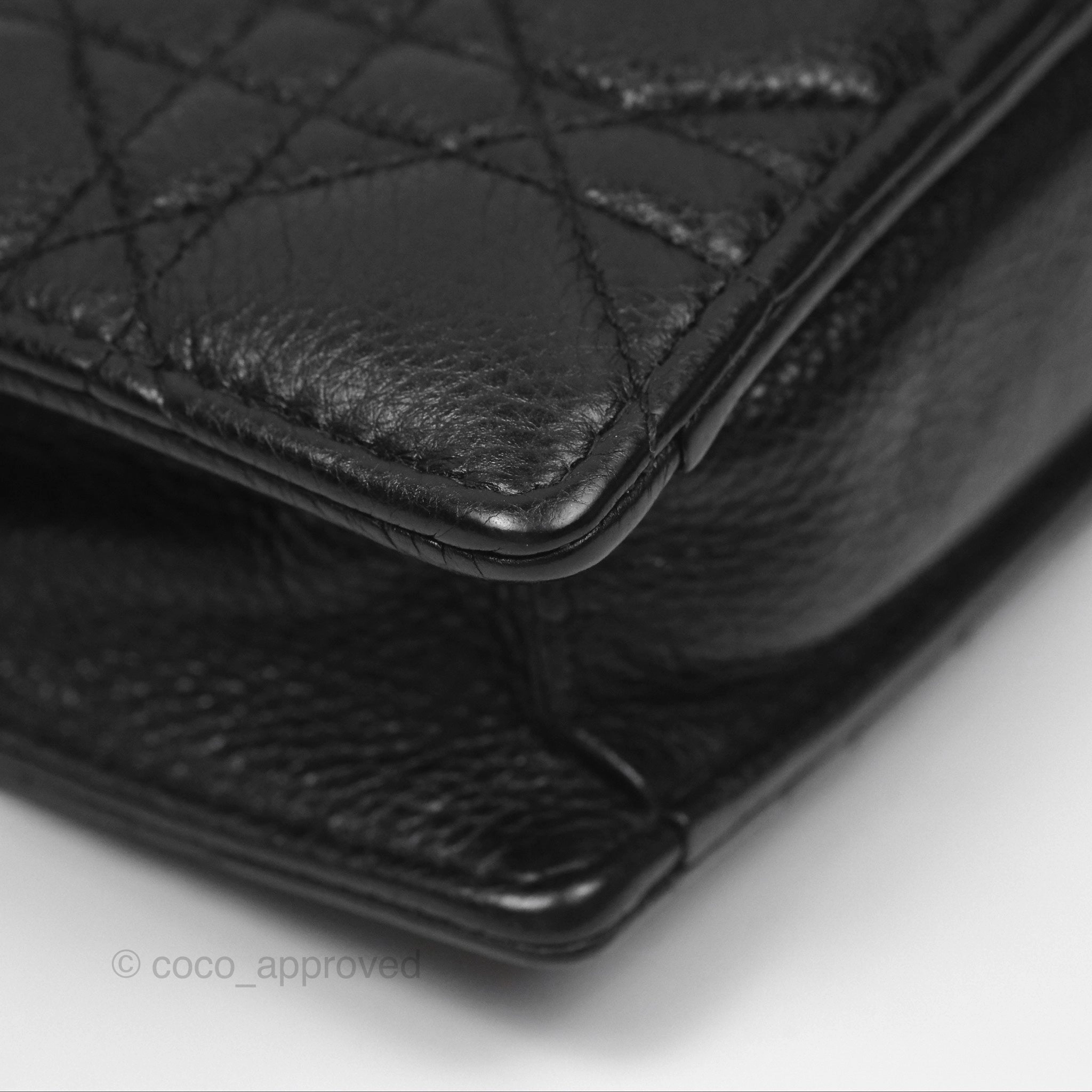 Dior Caro Zipped Pouch With Chain Black Cannage Calfskin