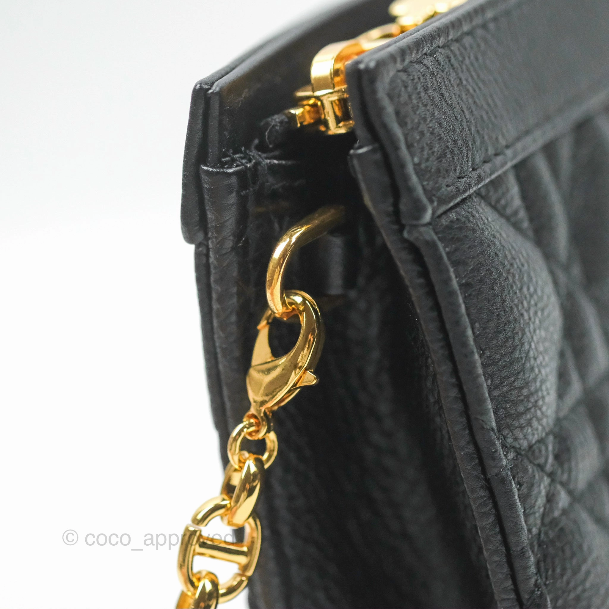 Dior Caro Zipped Pouch With Chain Black Cannage Calfskin