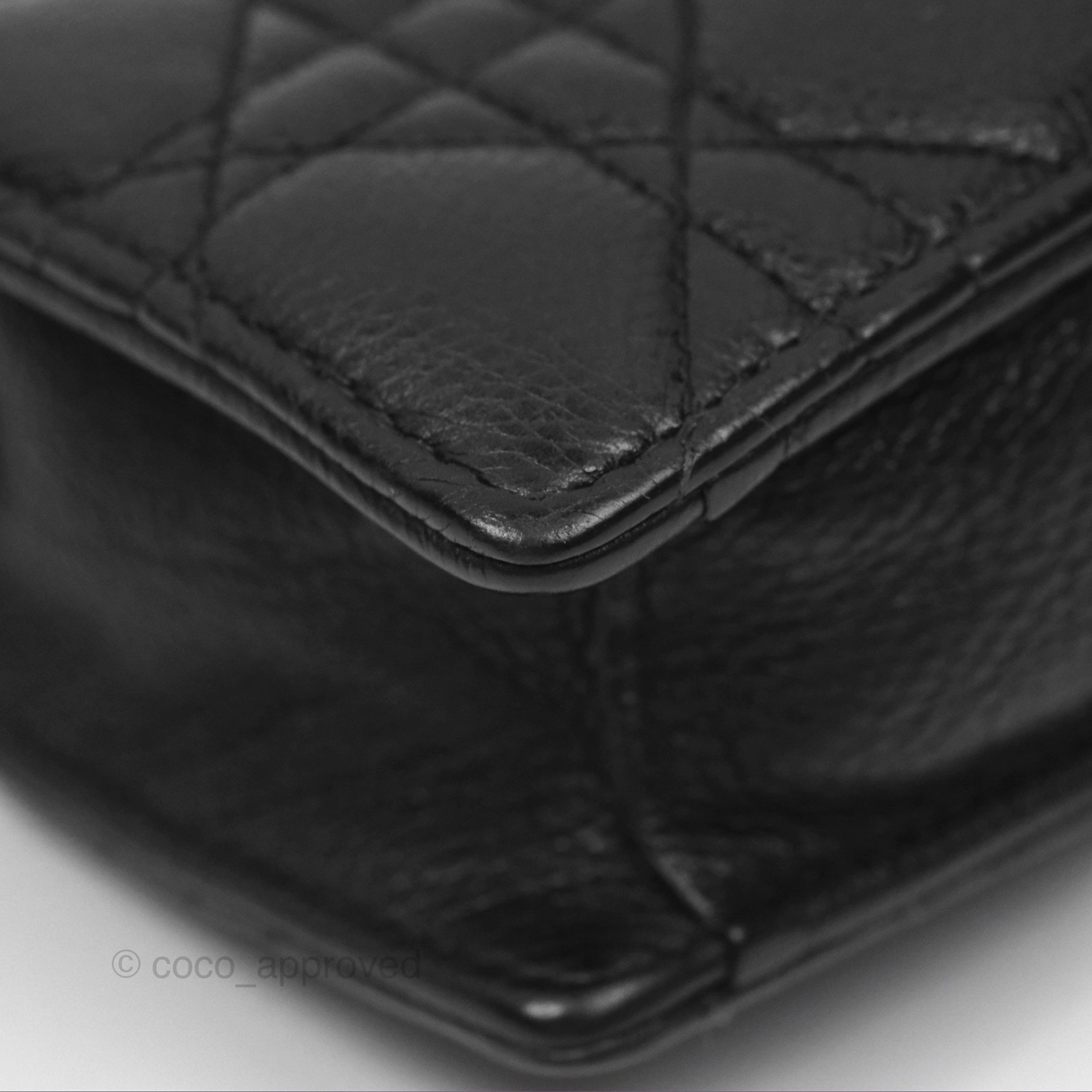 Dior Caro Zipped Pouch With Chain Black Cannage Calfskin
