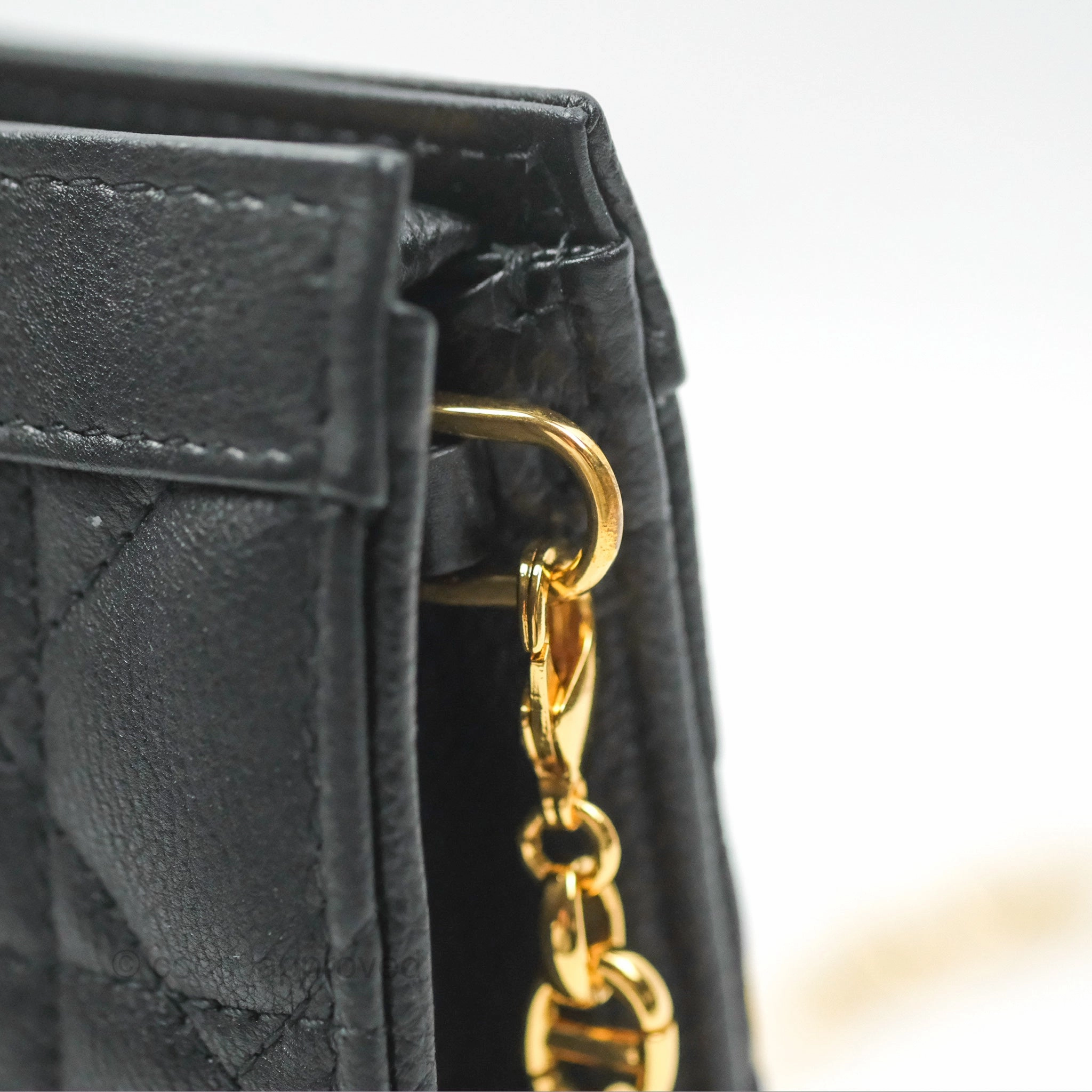 Dior Caro Zipped Pouch With Chain Black Cannage Calfskin