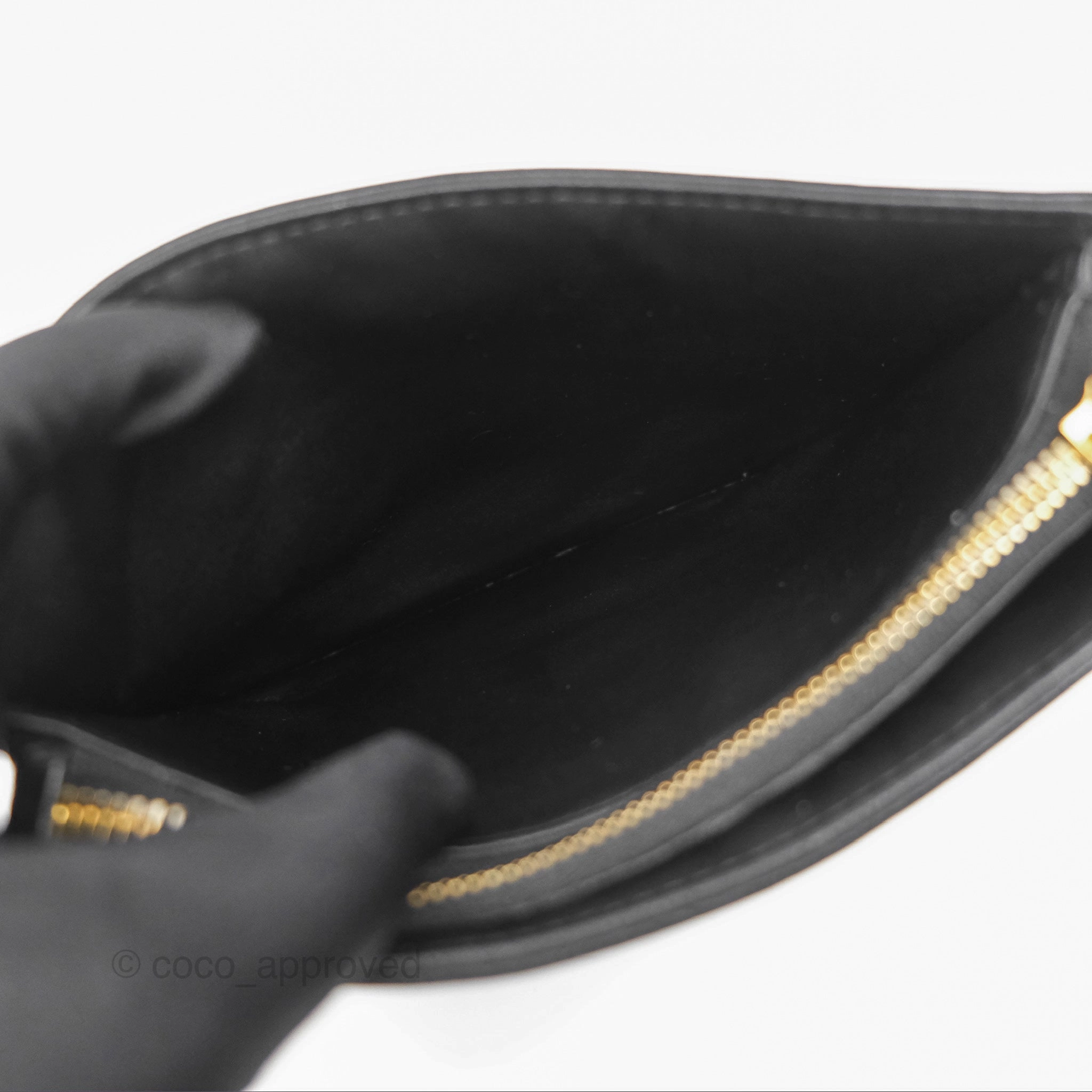 Dior Caro Zipped Pouch With Chain Black Cannage Calfskin