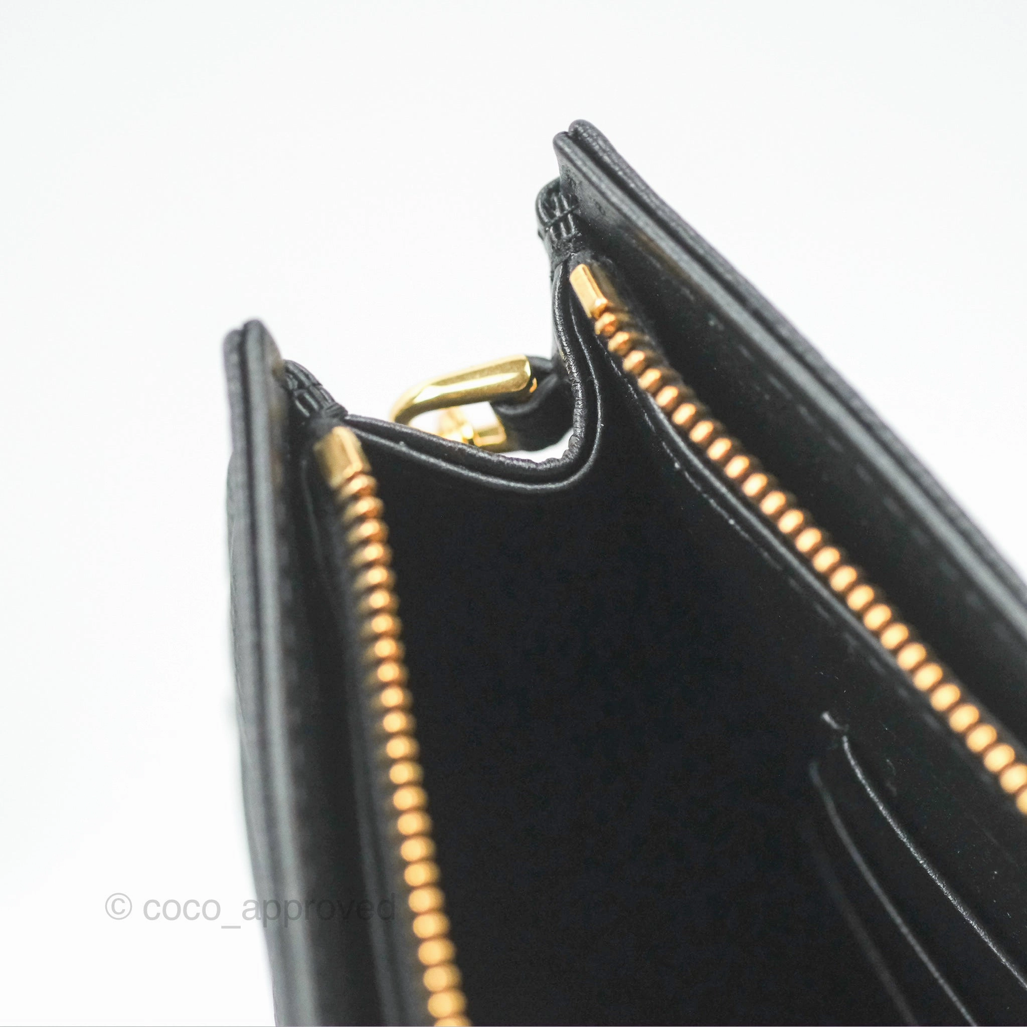 Dior Caro Zipped Pouch With Chain Black Cannage Calfskin