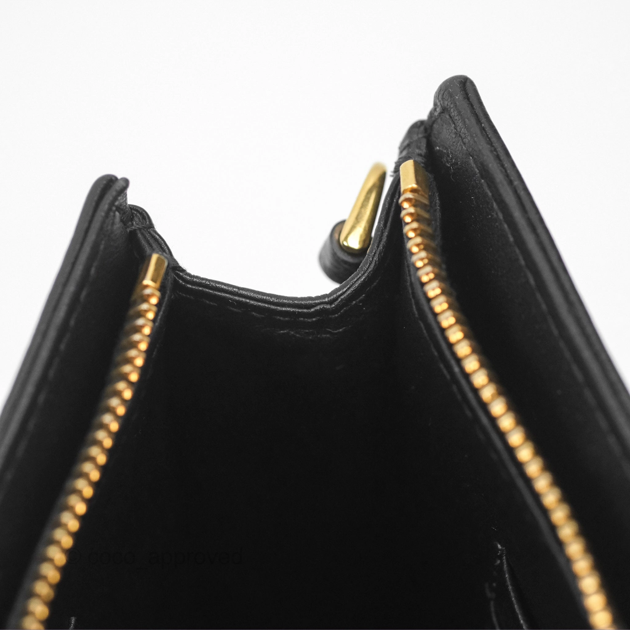 Dior Caro Zipped Pouch With Chain Black Cannage Calfskin