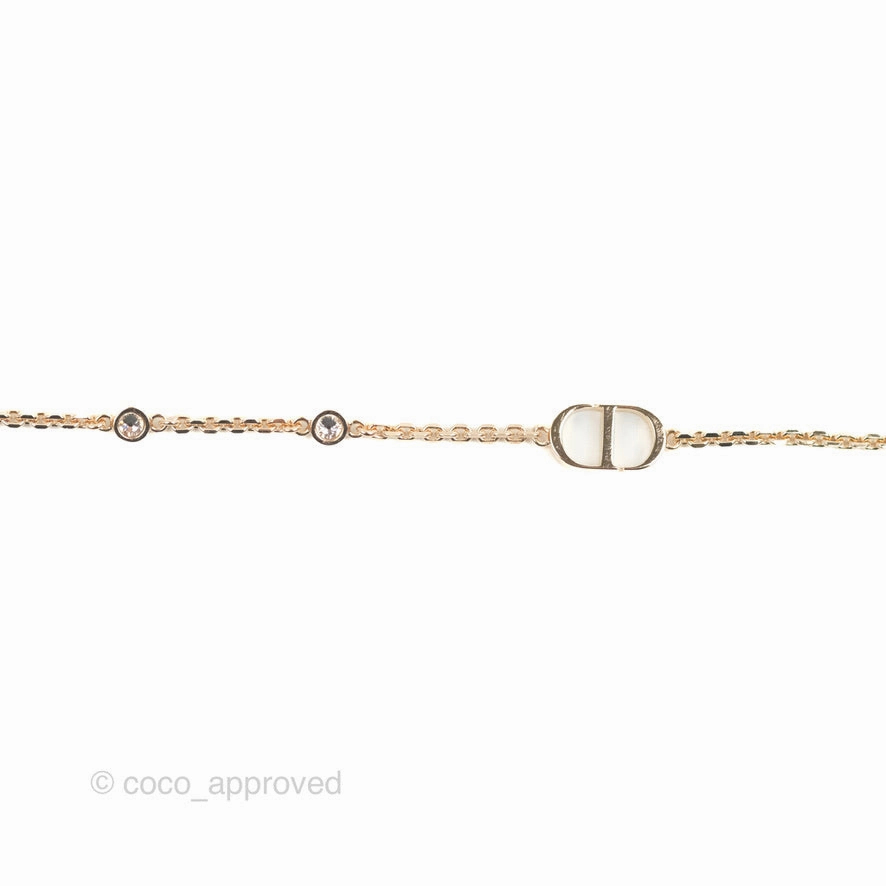 Dior CD Petit Double Necklace Crystal Rose Gold Tone