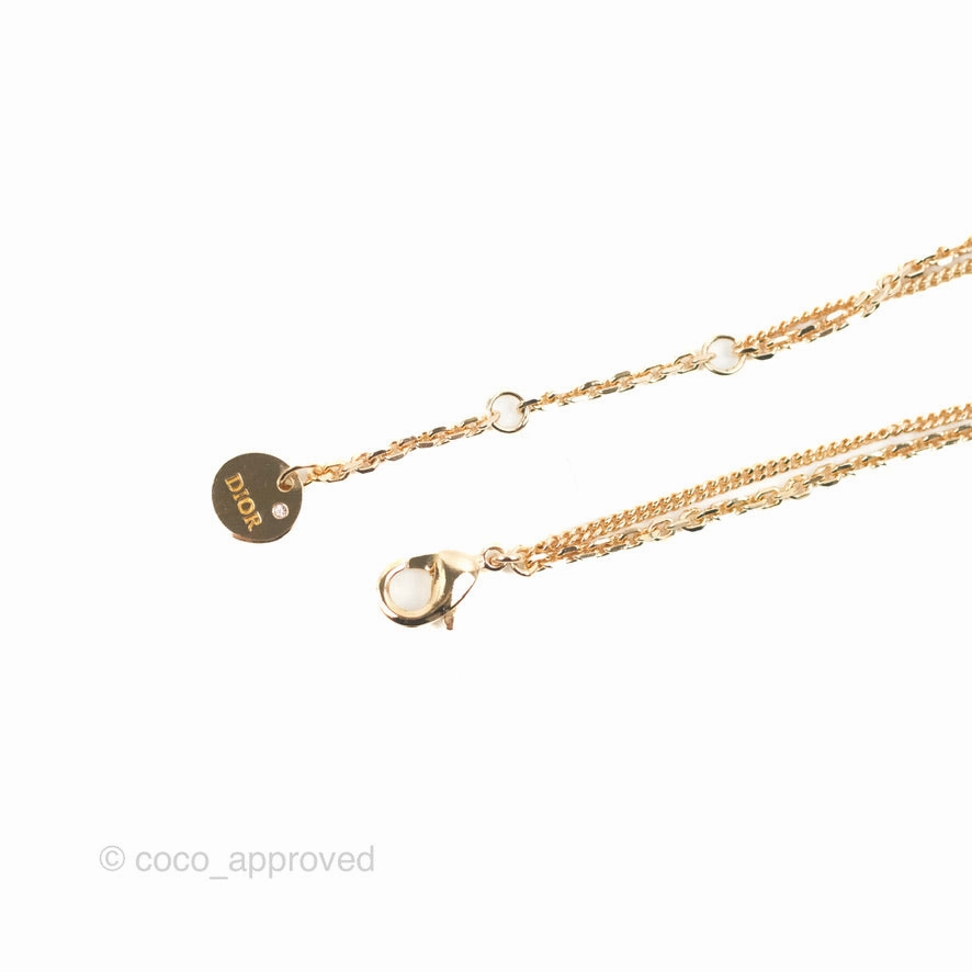 Dior CD Petit Double Necklace Crystal Rose Gold Tone