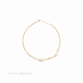 Dior CD Petit Double Necklace Crystal Rose Gold Tone
