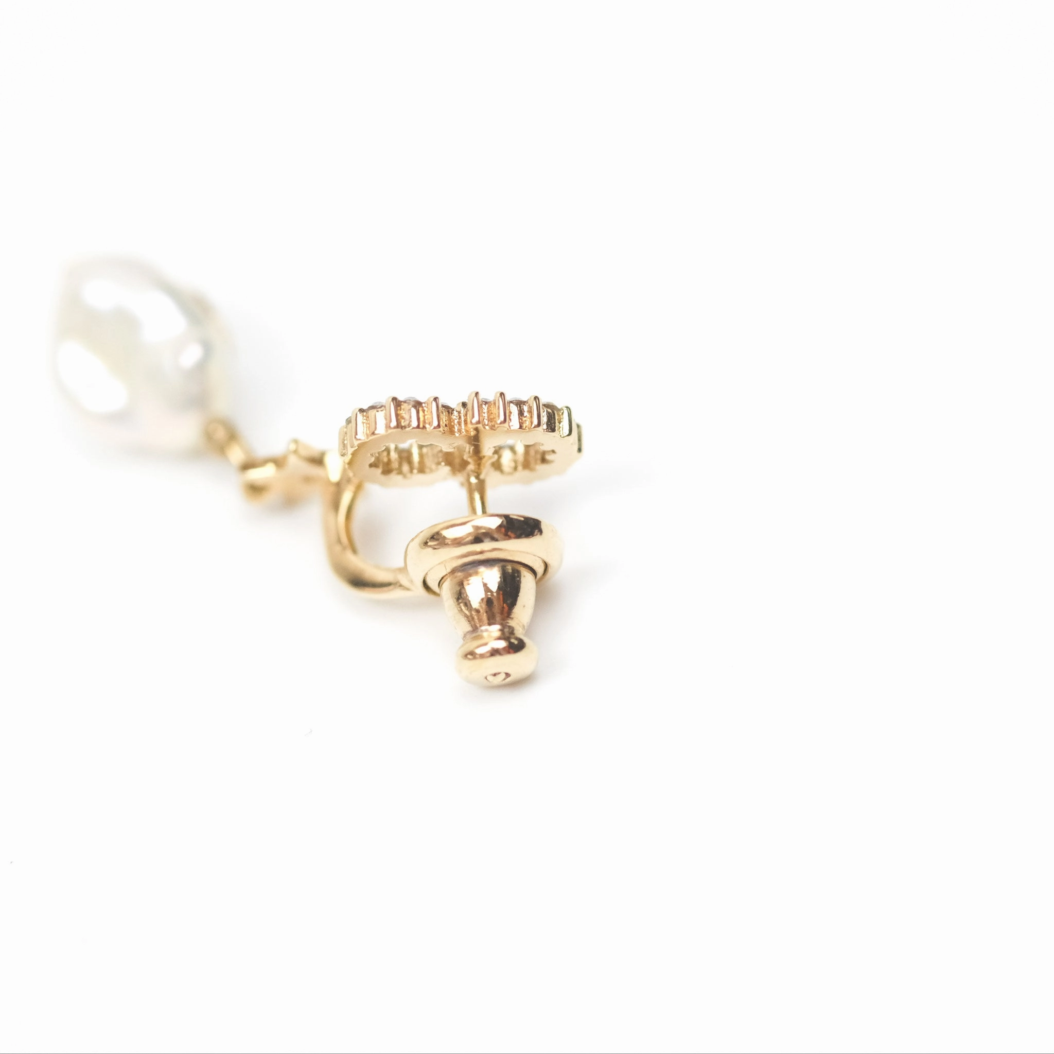 Dior CD Star Pearl Drop Earrings Gold Tone