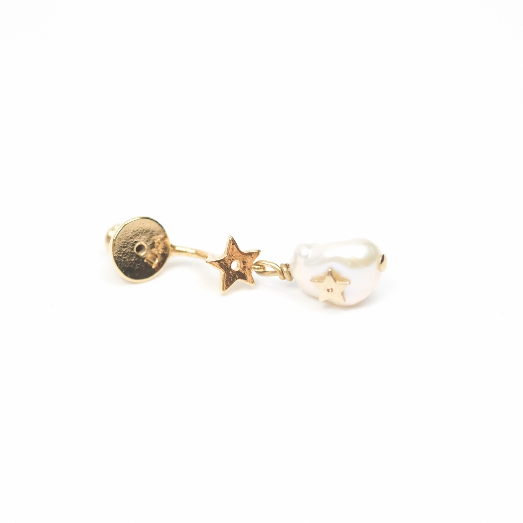 Dior CD Star Pearl Drop Earrings Gold Tone